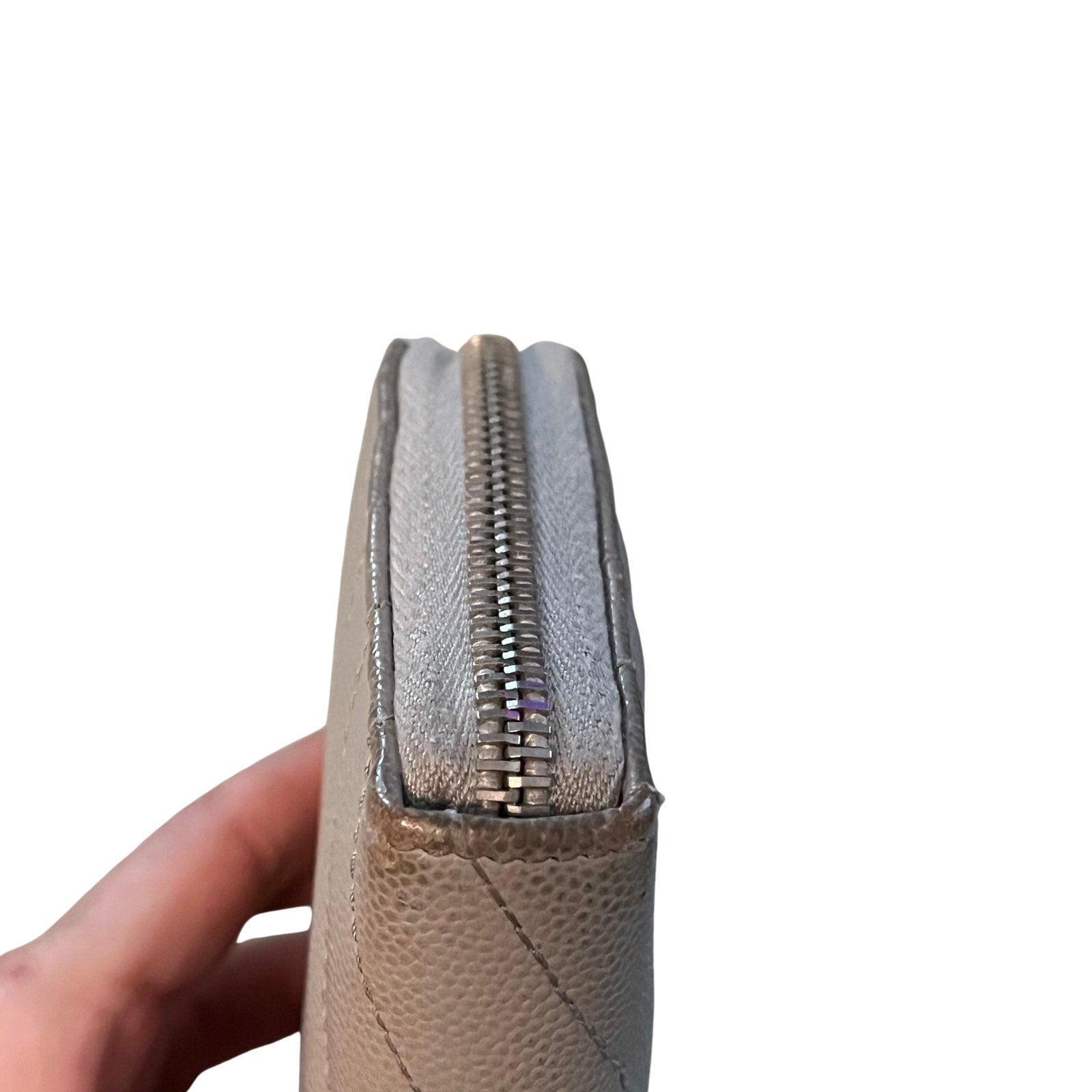 Saint Laurent Monogram Matelassé Zip Around Wallet Gray