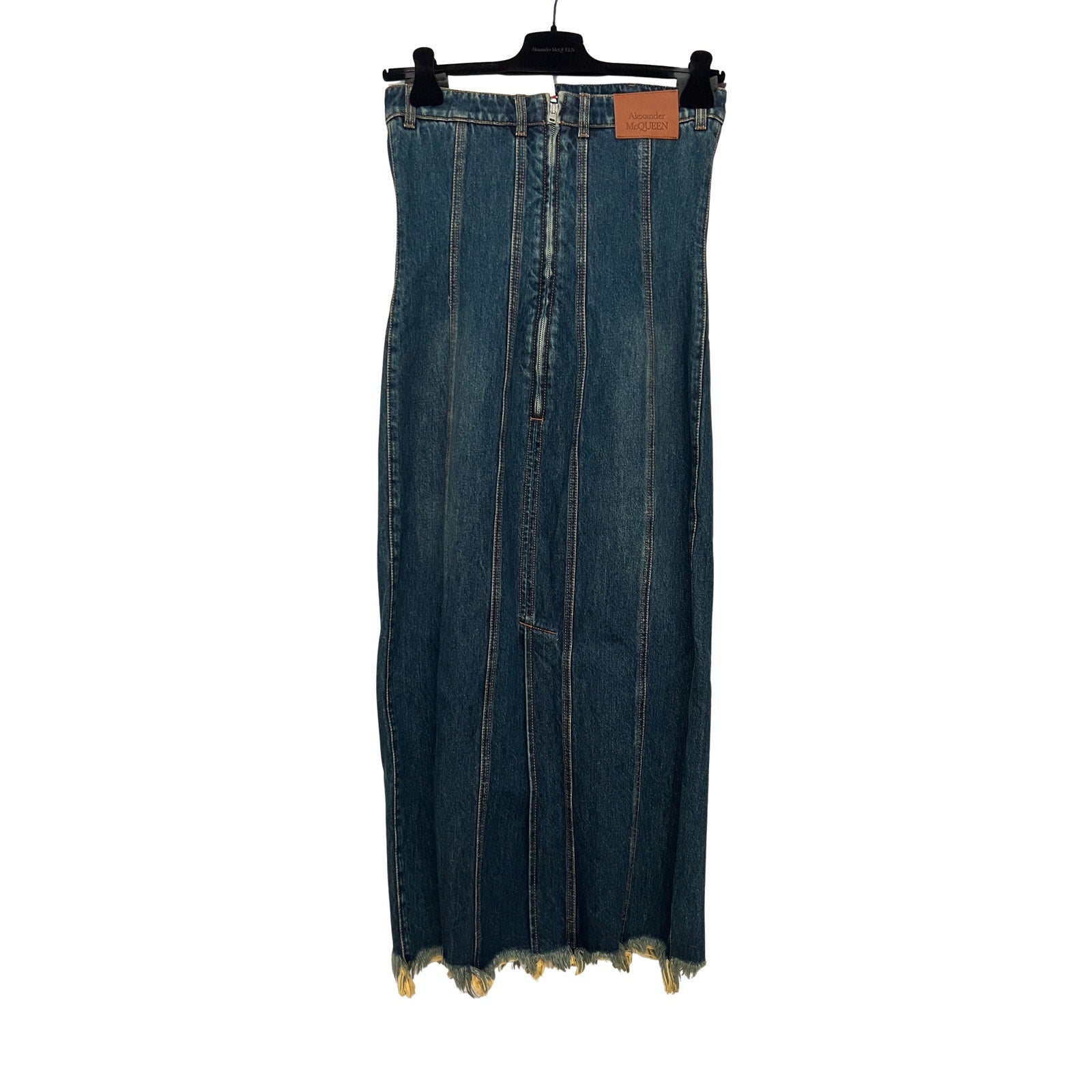 Alexander McQueen Strapless Denim Dress Dark Indigo Corset Midi 42