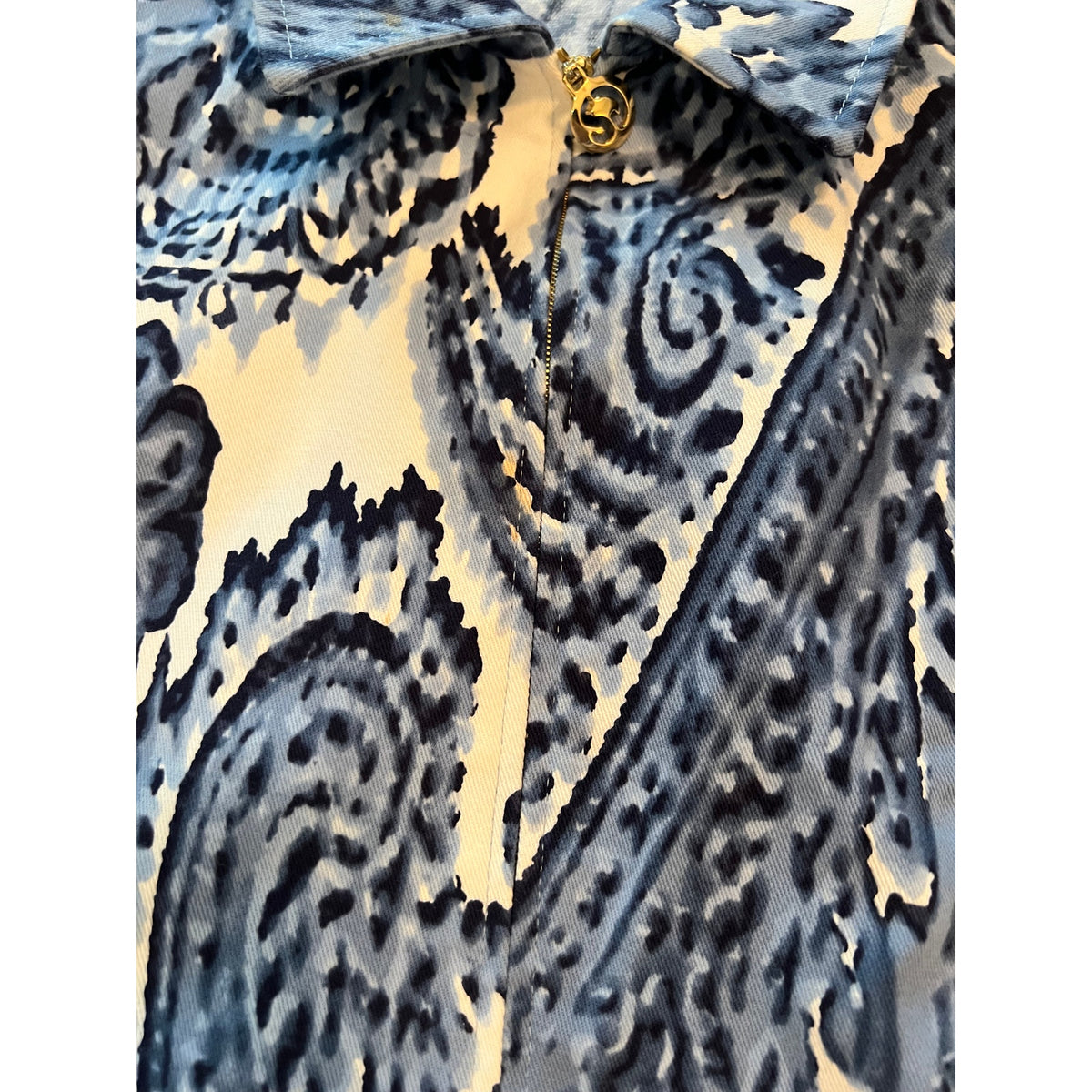 St. John Sport by Marie Gray Paisley Denim 2-Piece Set — Size 16