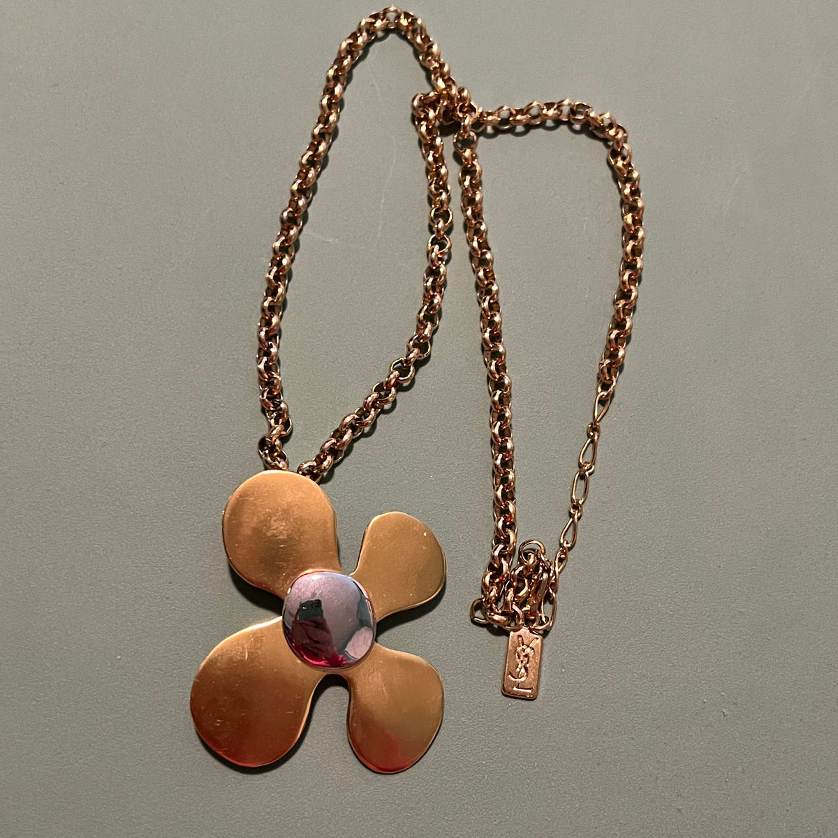 Saint Laurent Vintage Convertible Flower Pendant Necklace & Brooch