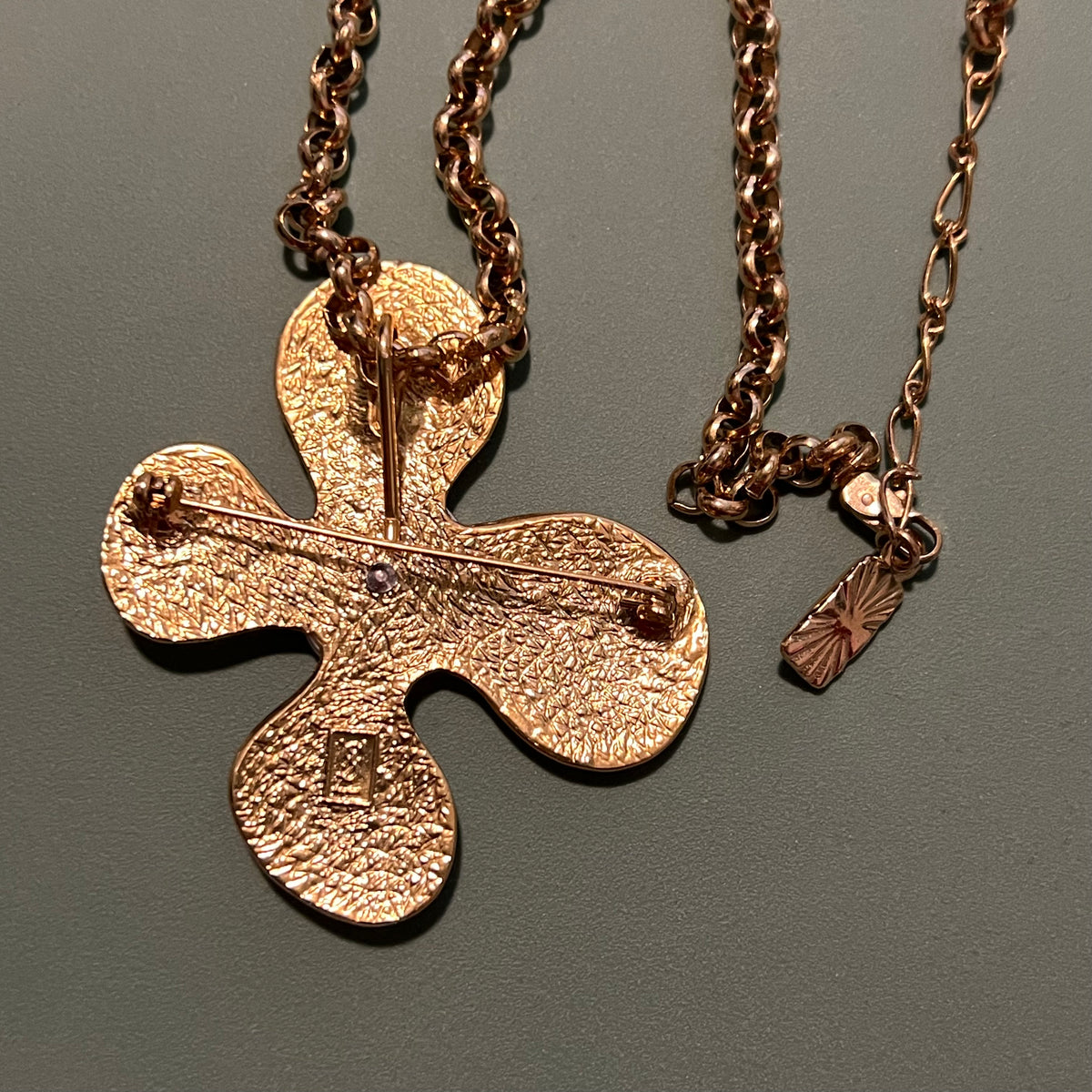 Saint Laurent Vintage Convertible Flower Pendant Necklace & Brooch