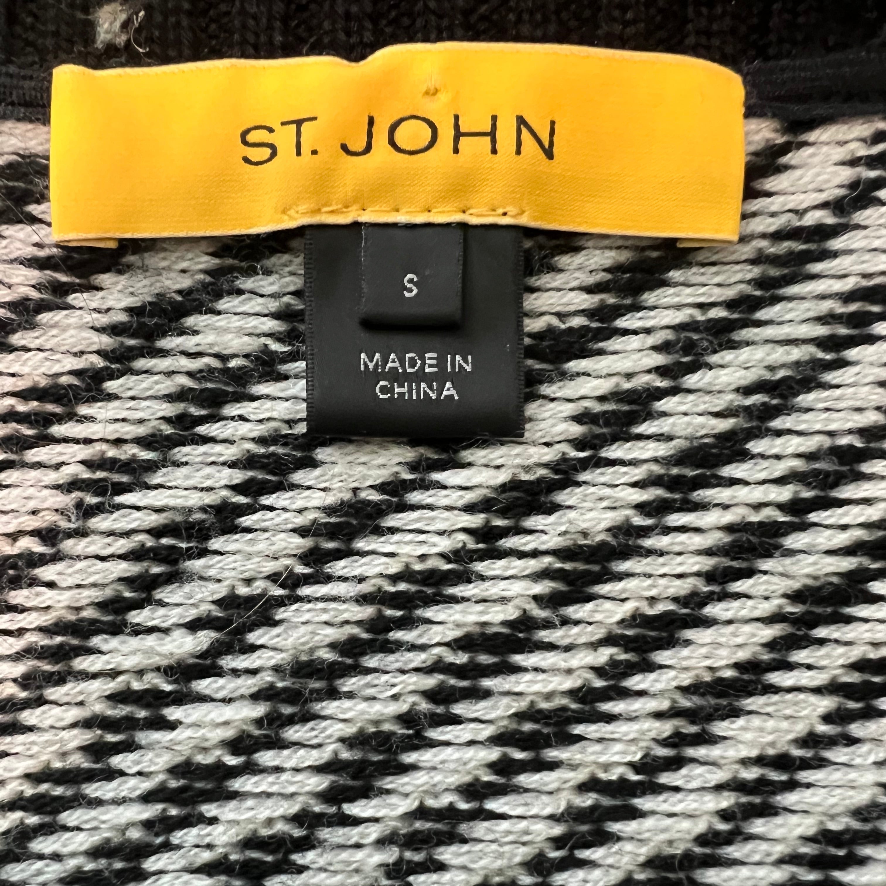 St. John Black & White Stripe Zip-Up Knit Jacket | Size Small