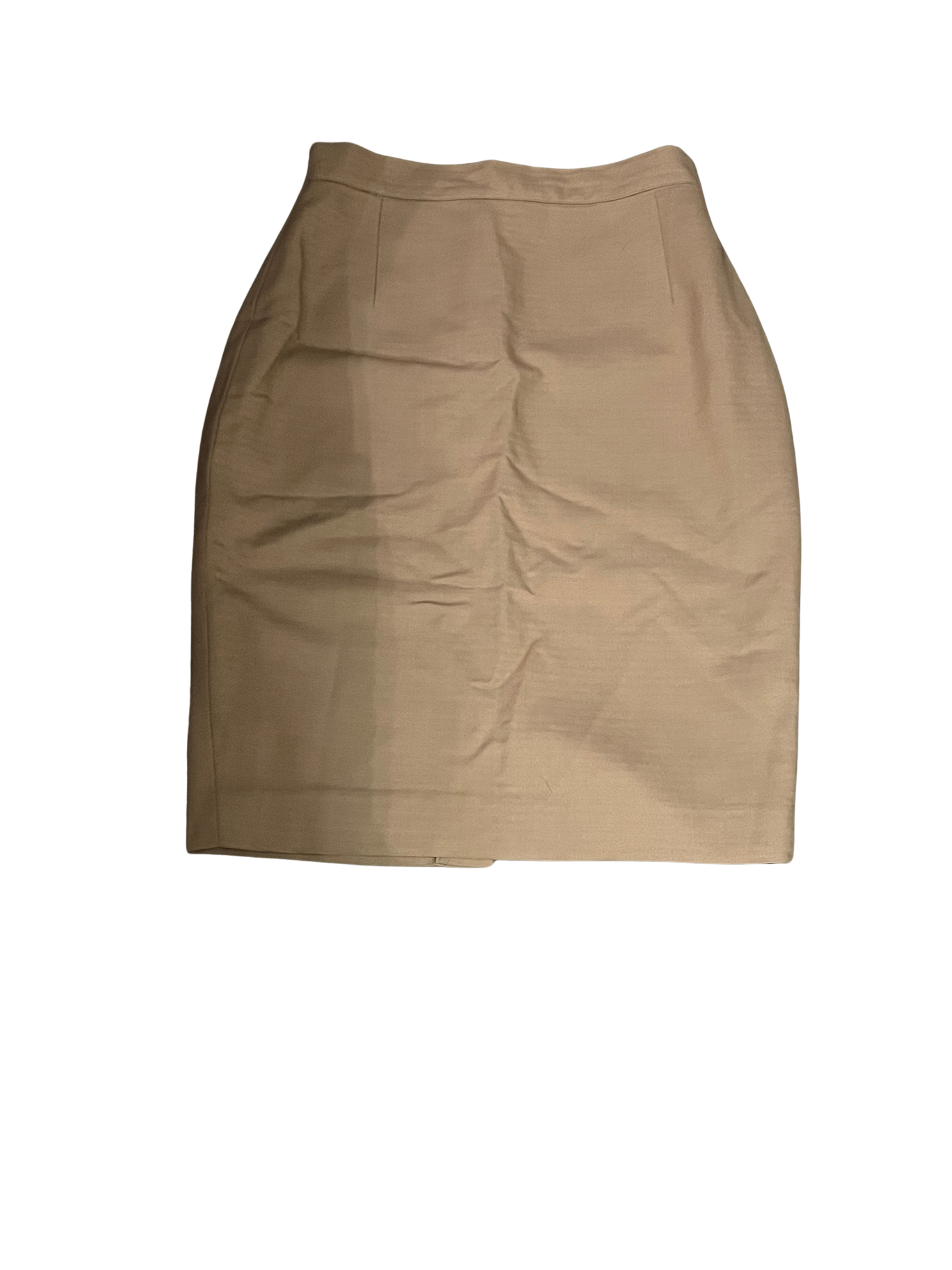 Vintage Fendi Wool-Blend Mini Skirt — Taupe Italian 40