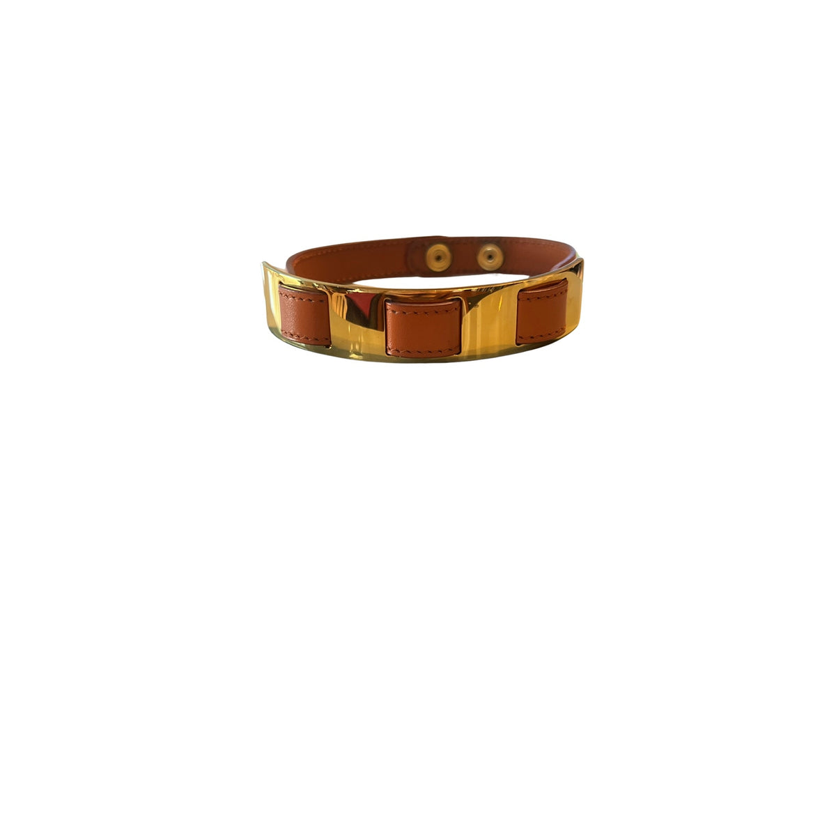 Hermès Leather & Gold-Tone Dog Collar | Orange & Brown | Adjustable