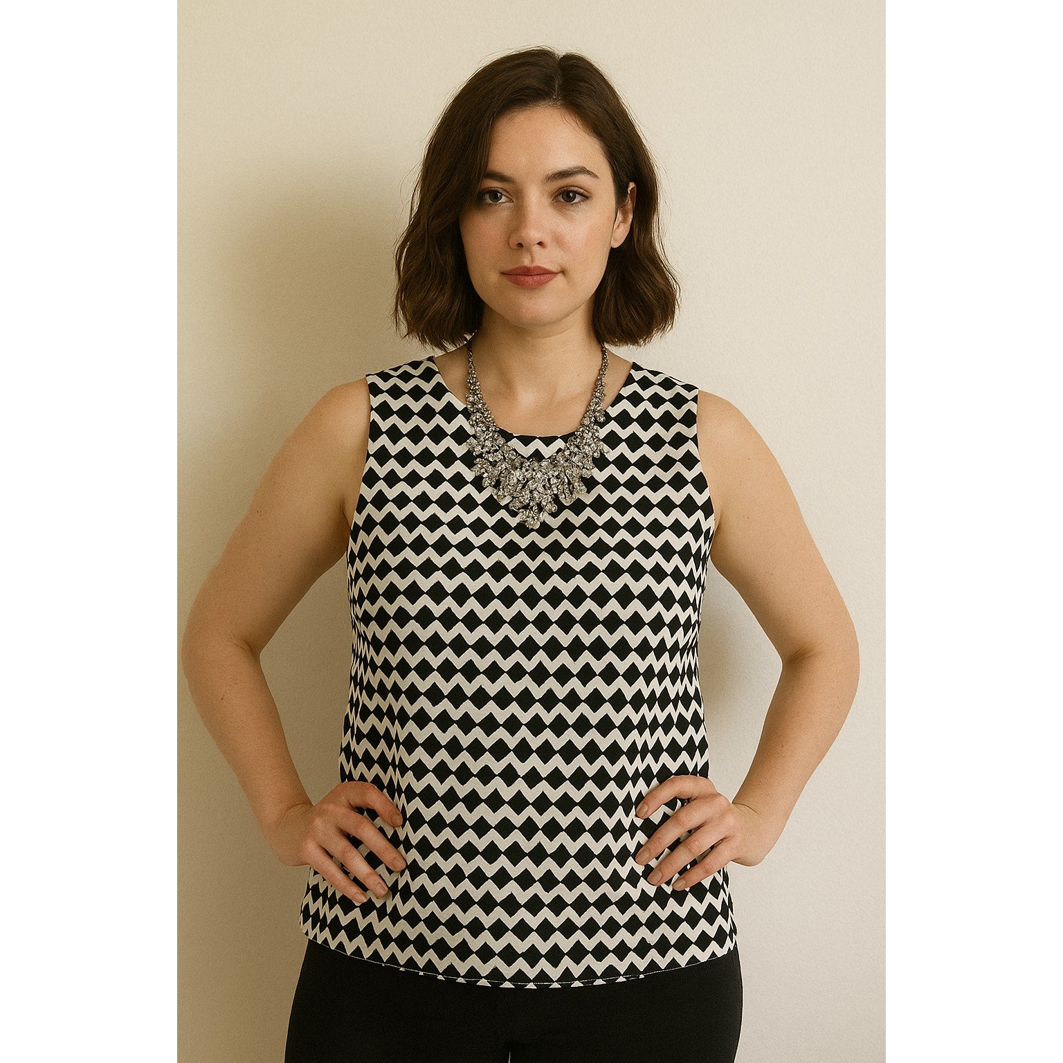 Theory Black and White Sleeveless Top