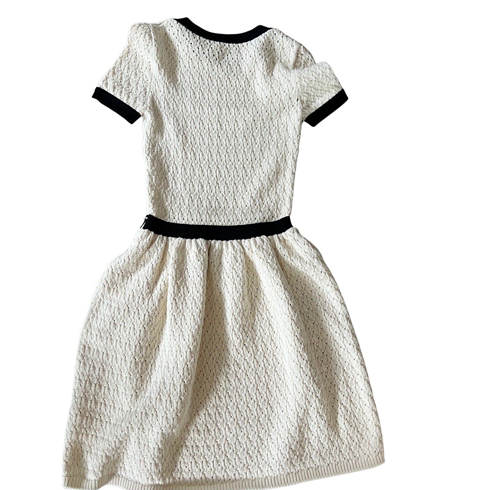RED Valentino Knit Fit Flare Dress Ivory Black Contrast Trim XS Feminine Chic