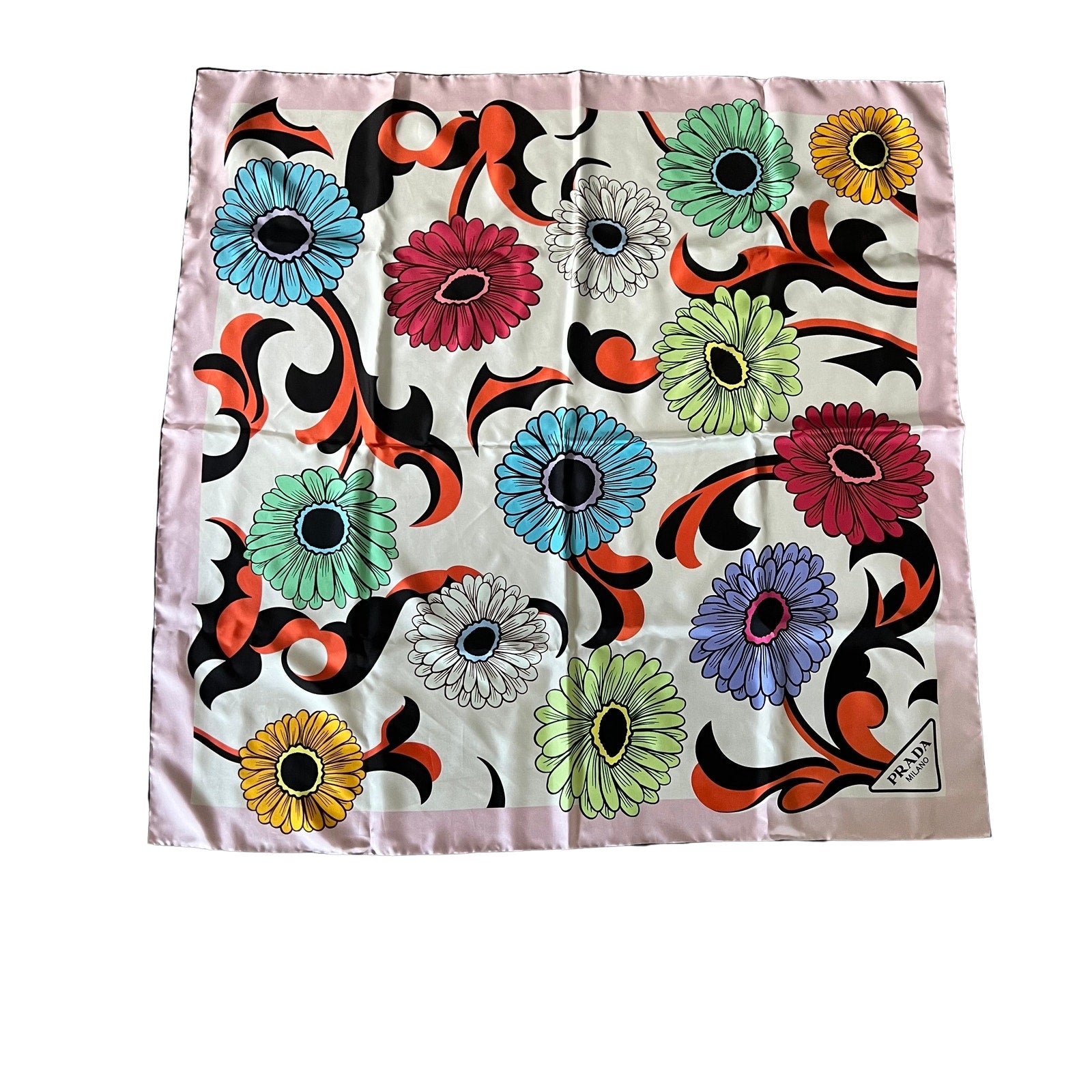 NEW PRADA Printed silk twill scarf 90x90 sold out