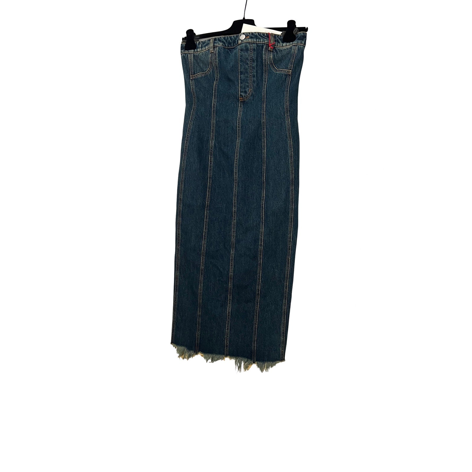 Alexander McQueen Strapless Denim Dress Dark Indigo Corset Midi 42