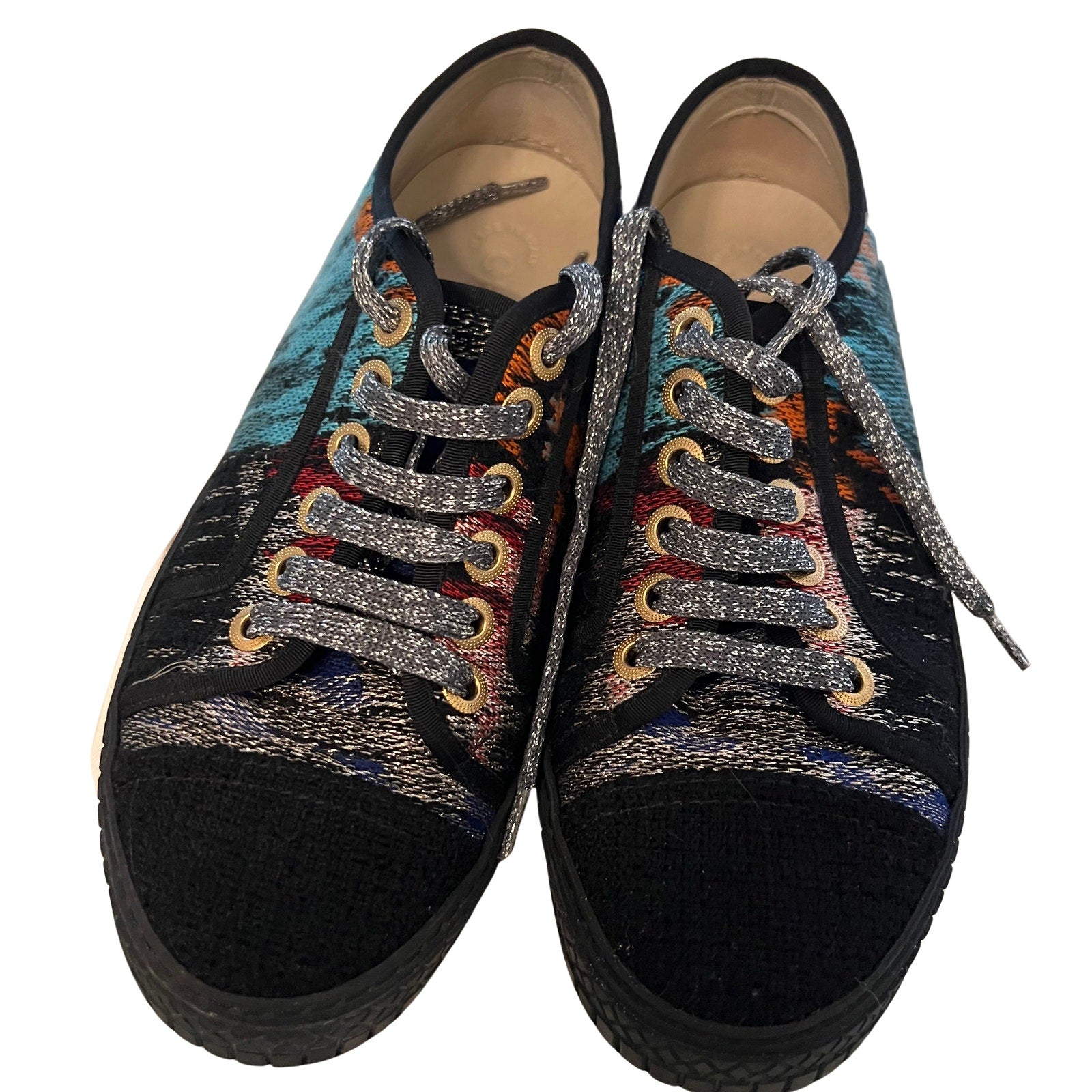 Chanel Multicolor Tweed Low Top Sneakers EU 36.5