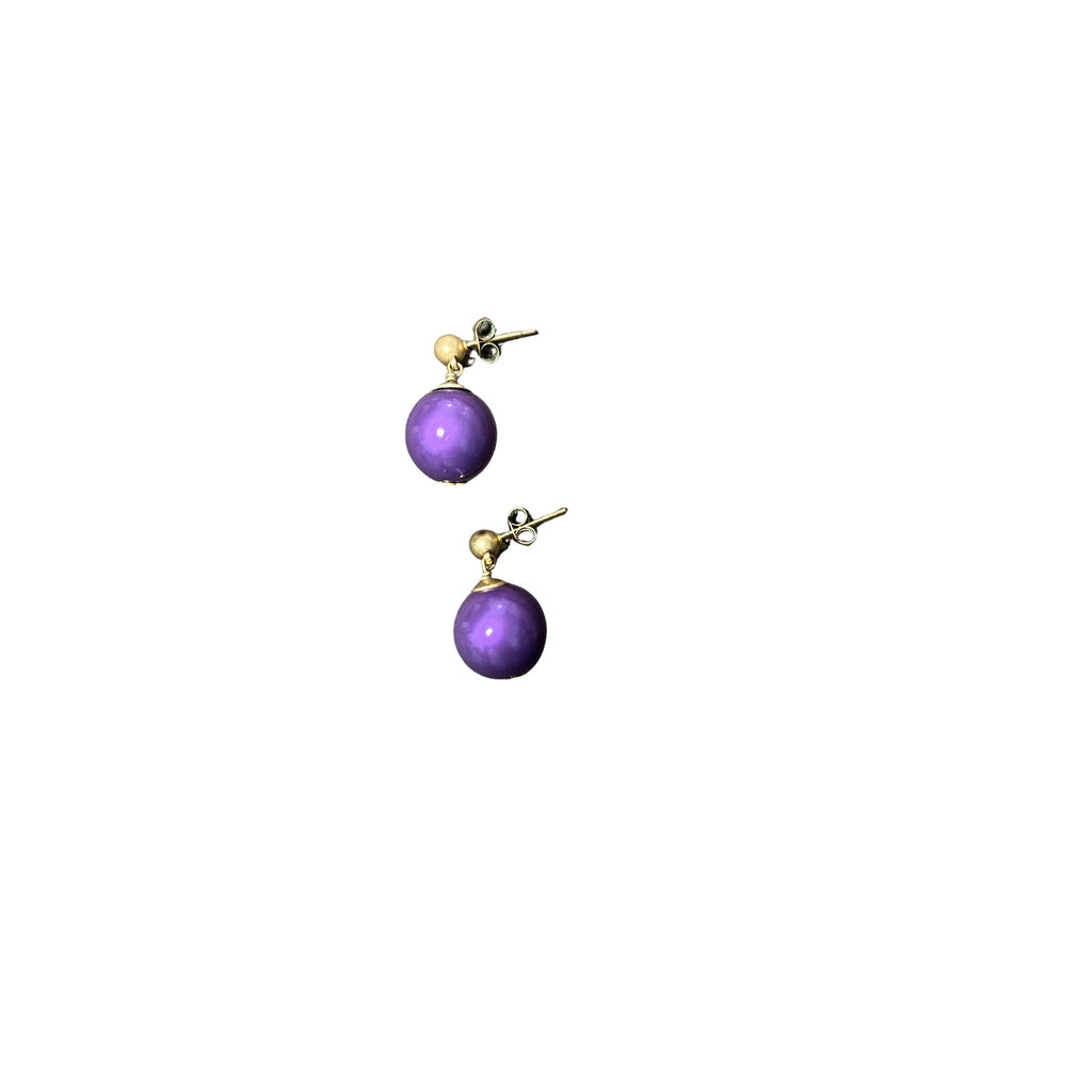Chanel Purple and Gold Drop Earrings