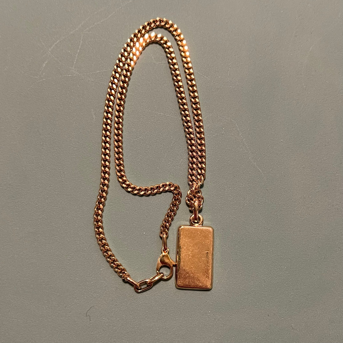 MCM 1976 Heritage Logo Gold Tone Pendant Necklace 16-17" Adjustable Designer Chain