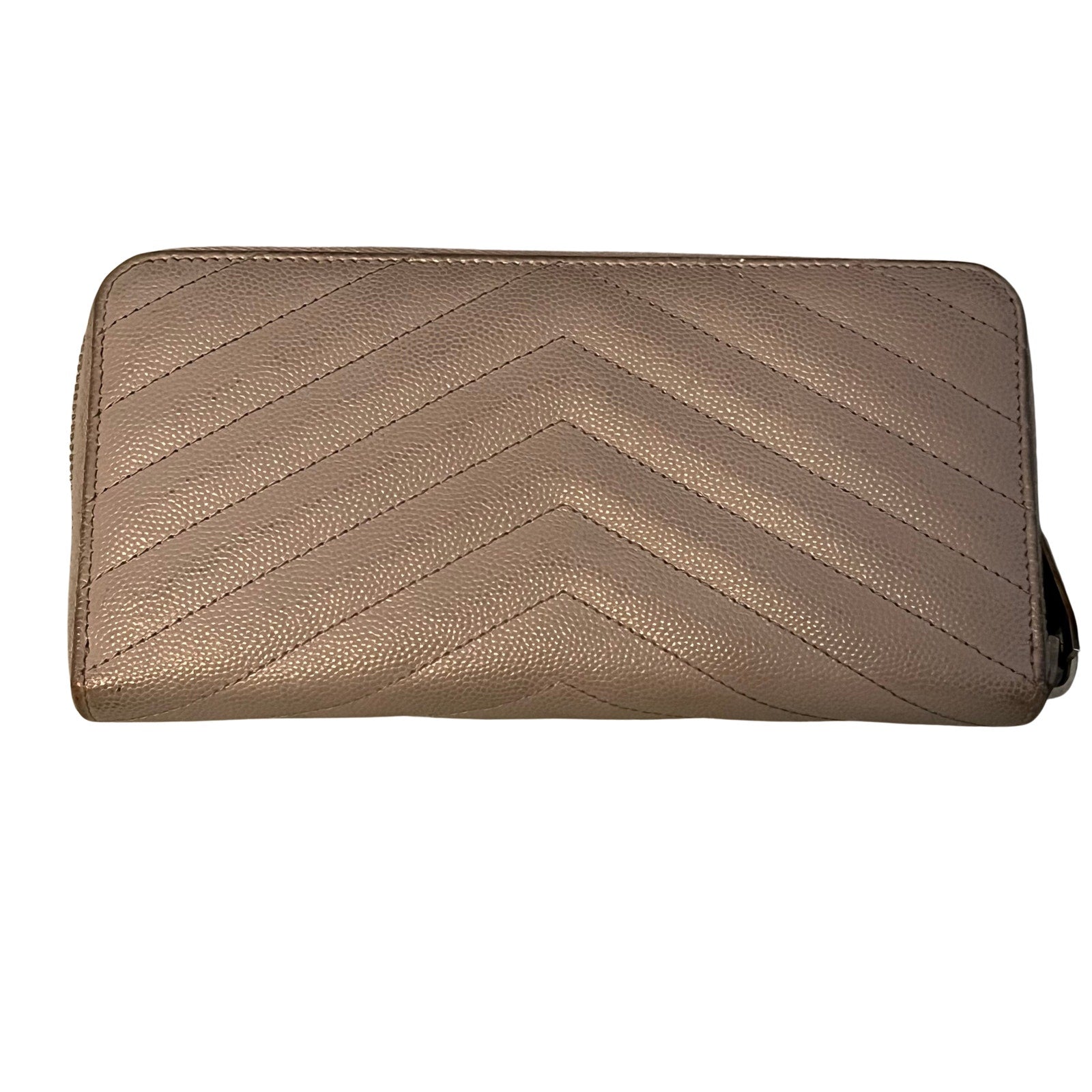 Saint Laurent Monogram Matelassé Zip Around Wallet Gray