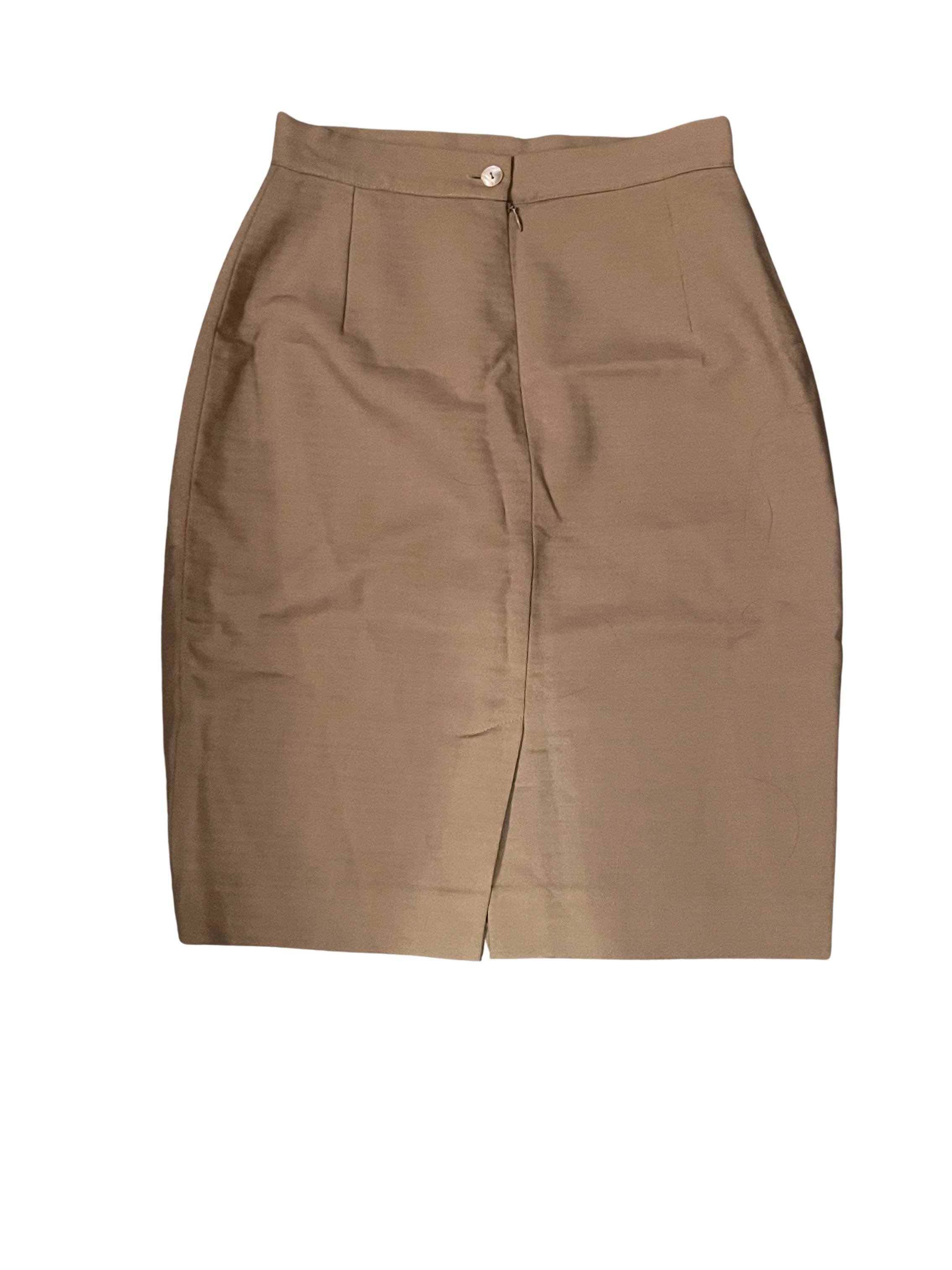 Vintage Fendi Wool-Blend Mini Skirt — Taupe Italian 40