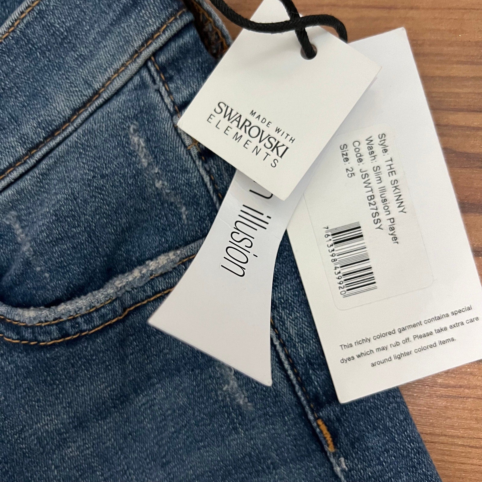 7 For All Mankind Swarovski Skinny Jeans Dark Wash Stretch Denim Size 25 NWT