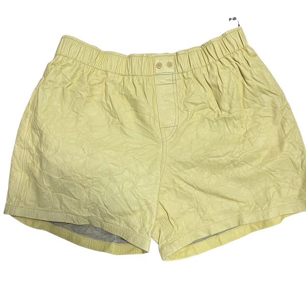 Zadig & Voltaire Shea Crinkled Leather Shorts Butter Yellow Size 42 NWT Designer