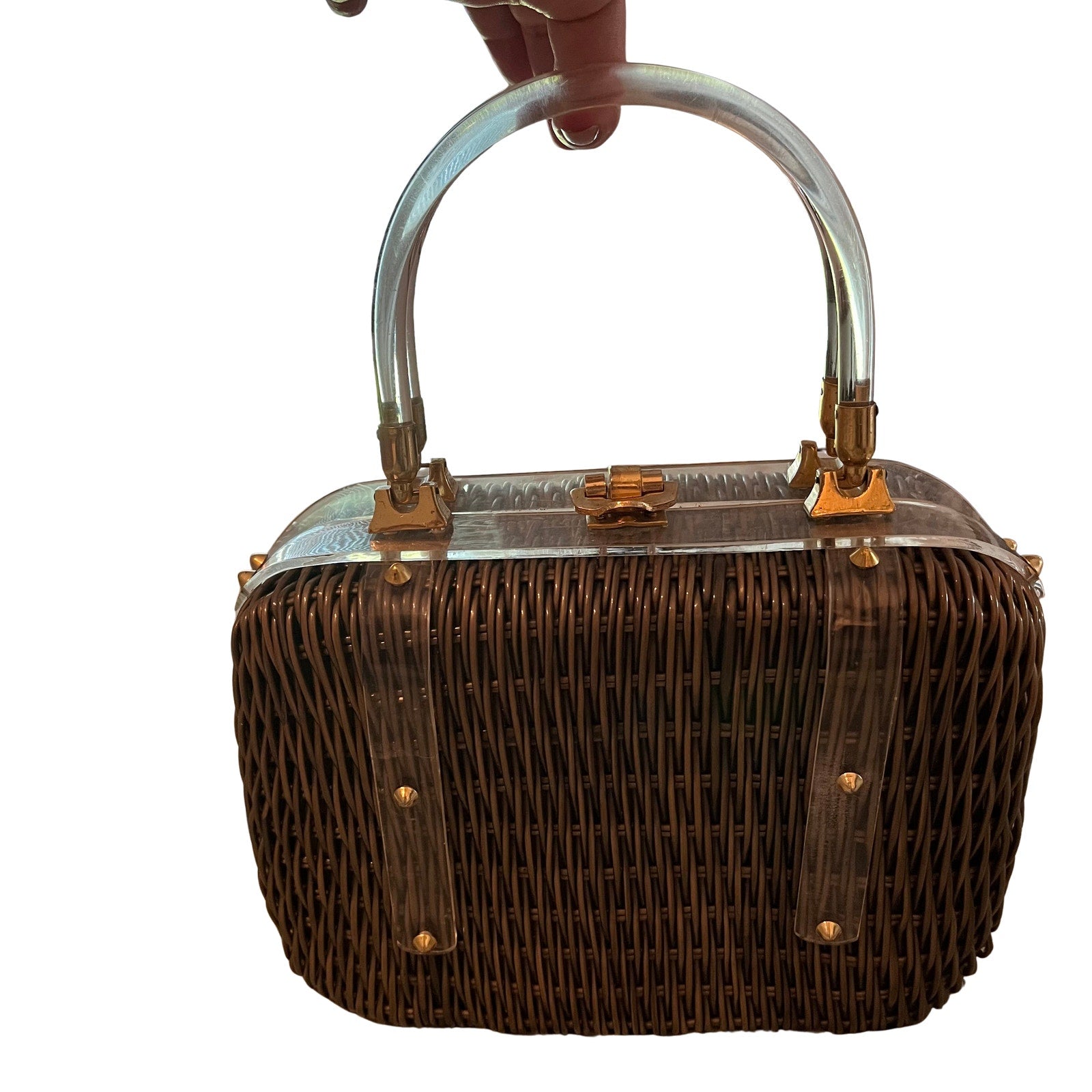 Lucite and Metal Accent Bag