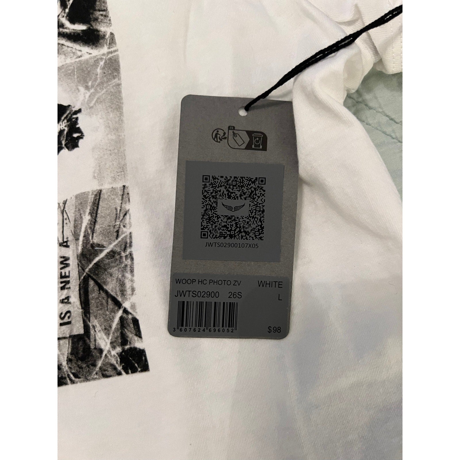 Zadig & Voltaire Graphic Photo Print T Shirt White Large Paris Designer Cotton Tee