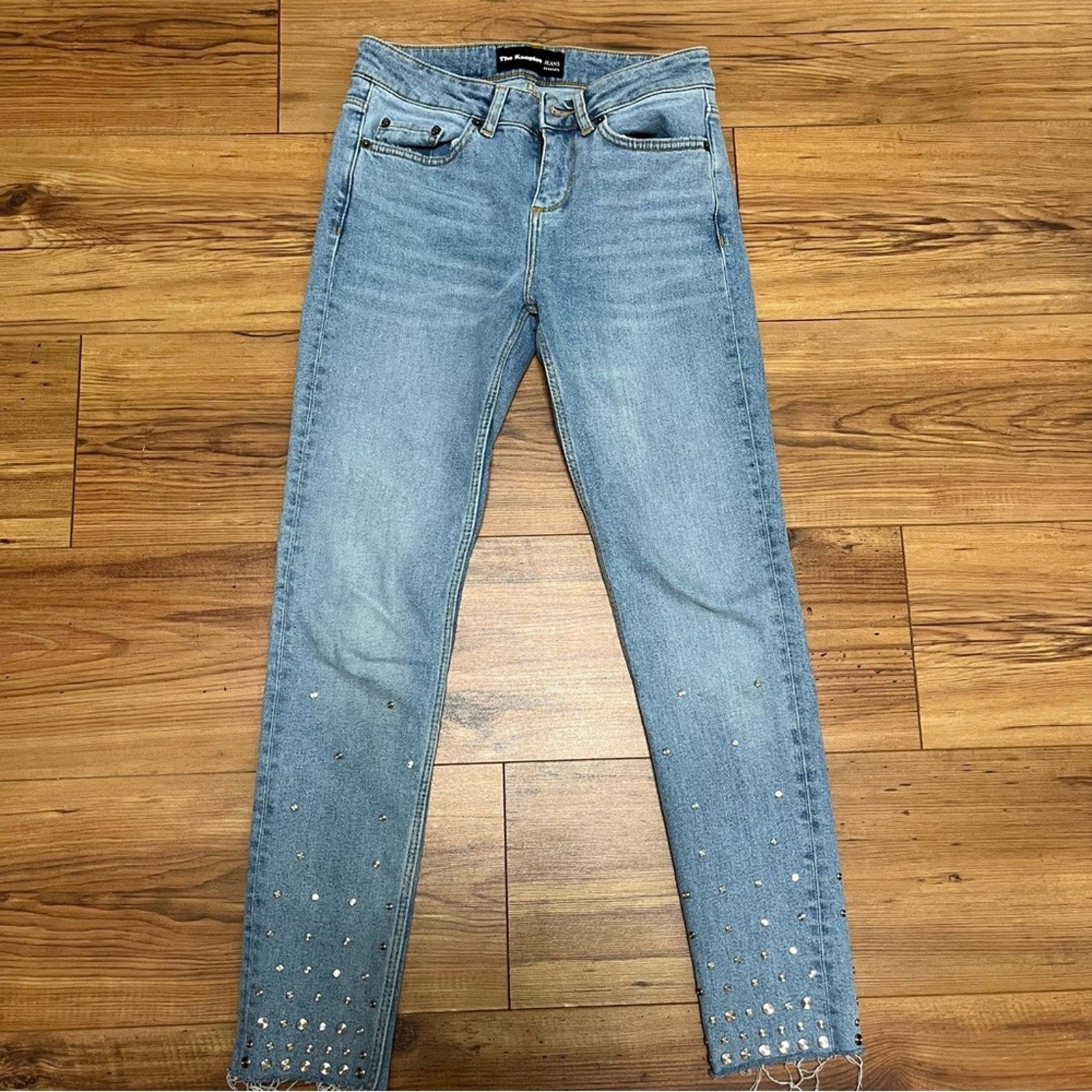 The Kooples Blue Ankle Cropped Jeans with Distressed Details