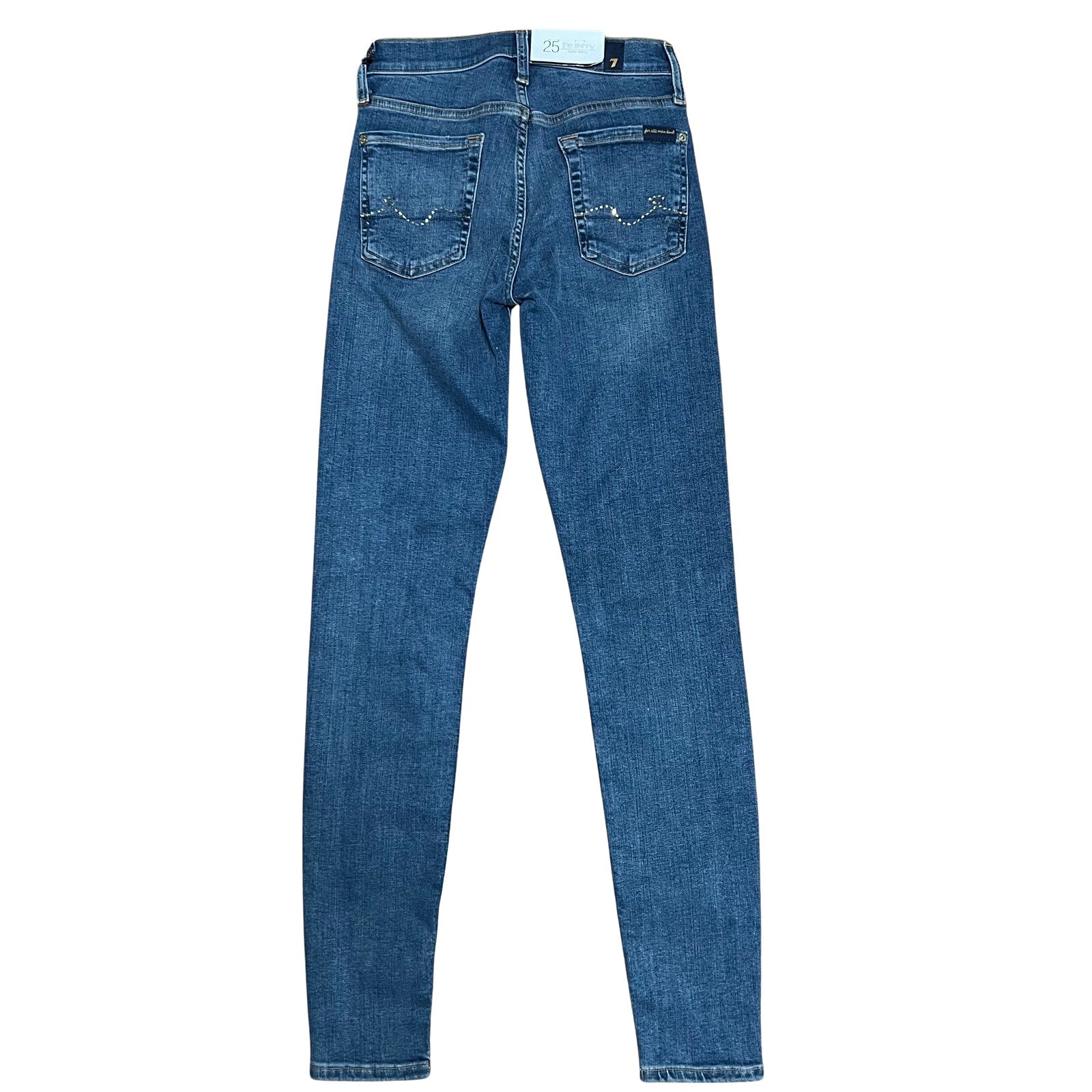 7 For All Mankind Swarovski Skinny Jeans Dark Wash Stretch Denim Size 25 NWT