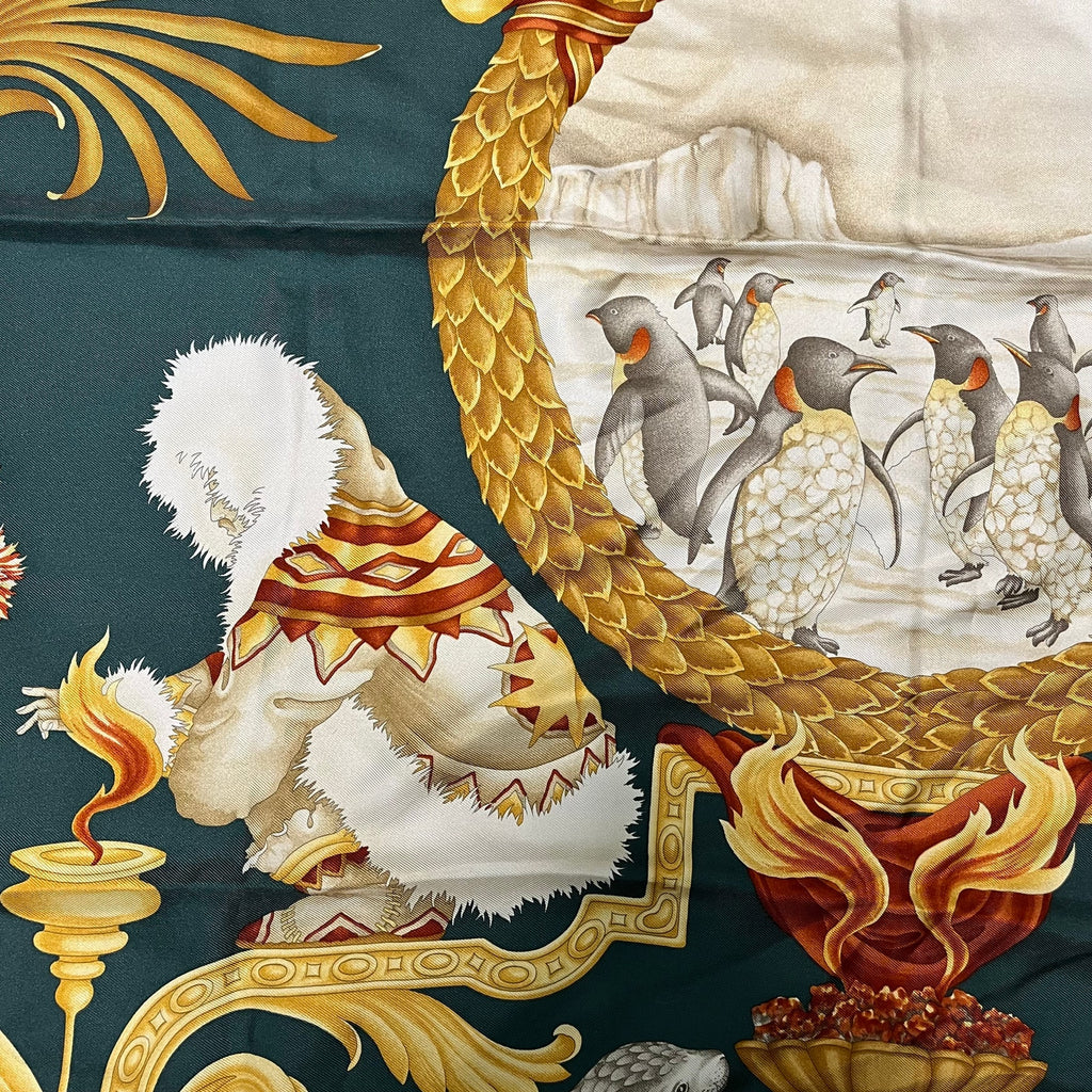 Ferragamo Silk Scarf with Penguins and Seals