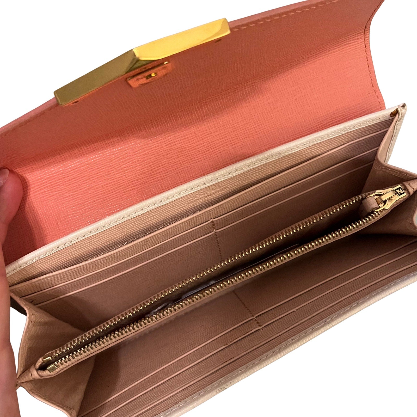 Fendi 2Jours White and Pink Wallet with box