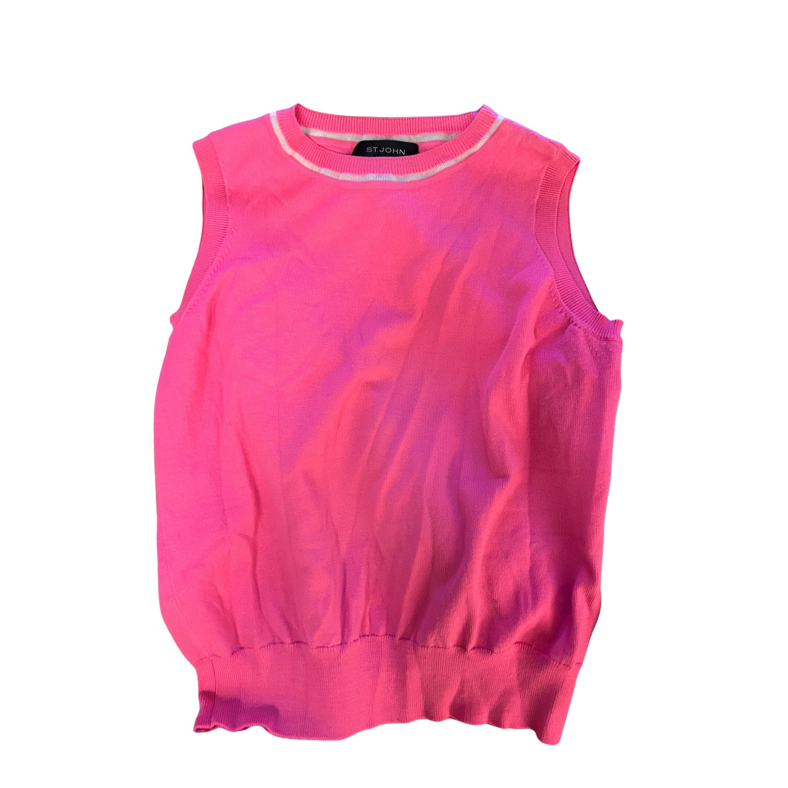 St. John Pink Wool Blend Sleeveless Knit Top — Size L