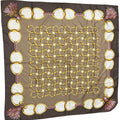 GUCCI Brown Silk Scarf with chains and tassels