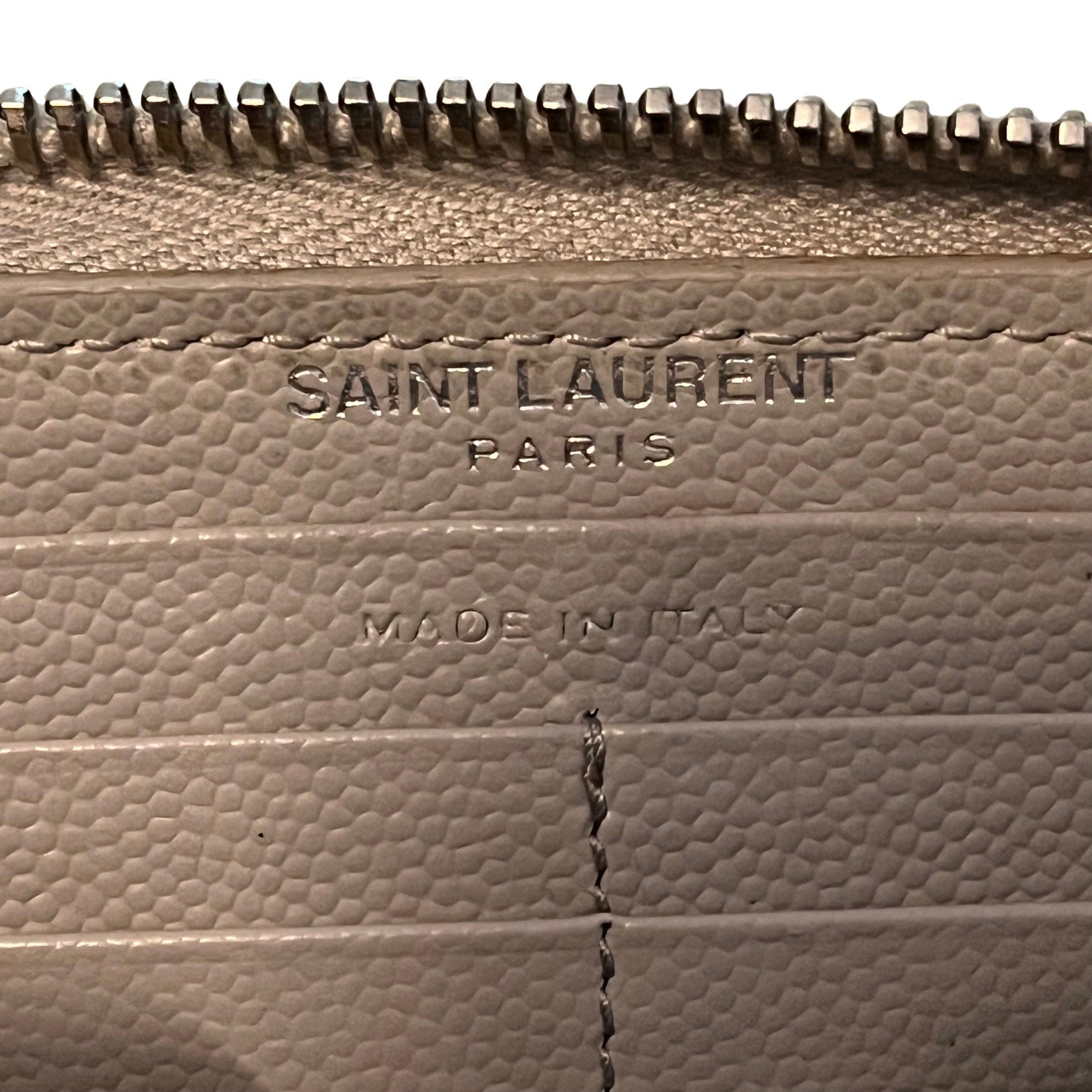 Saint Laurent Monogram Matelassé Zip Around Wallet Gray
