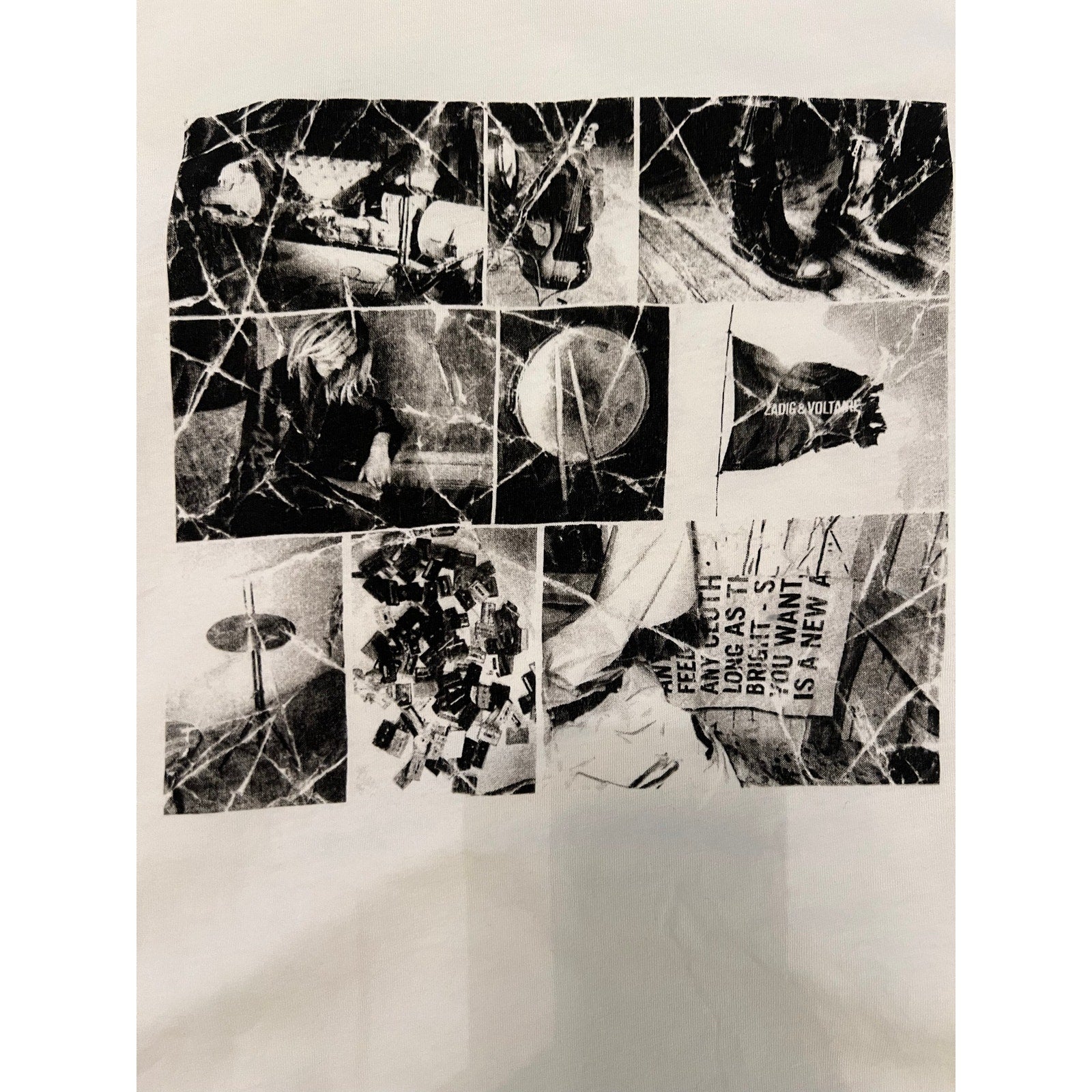Zadig & Voltaire Graphic Photo Print T Shirt White Large Paris Designer Cotton Tee