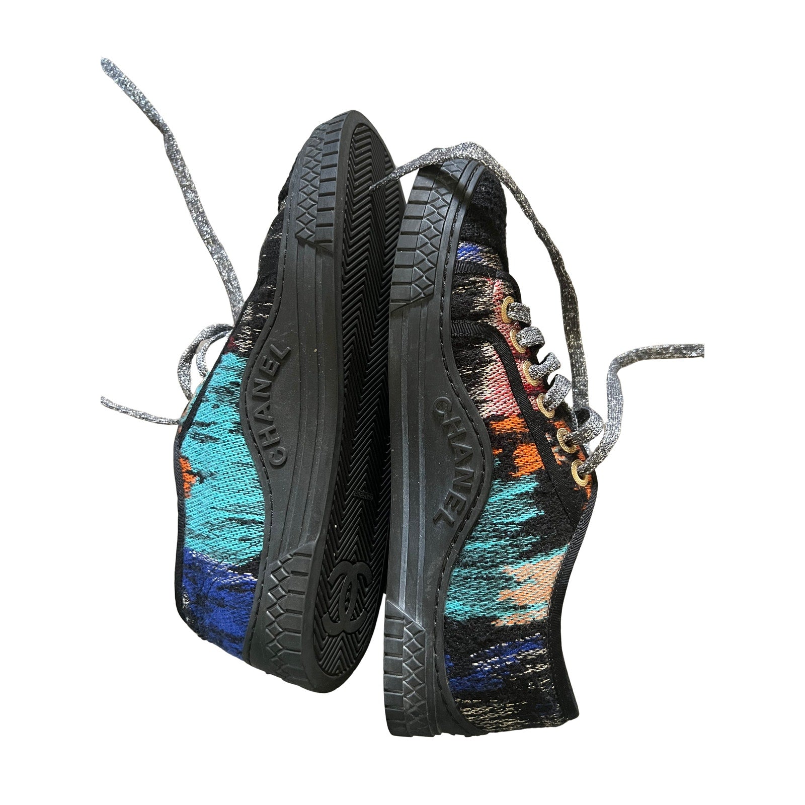 Chanel Multicolor Tweed Low Top Sneakers EU 36.5