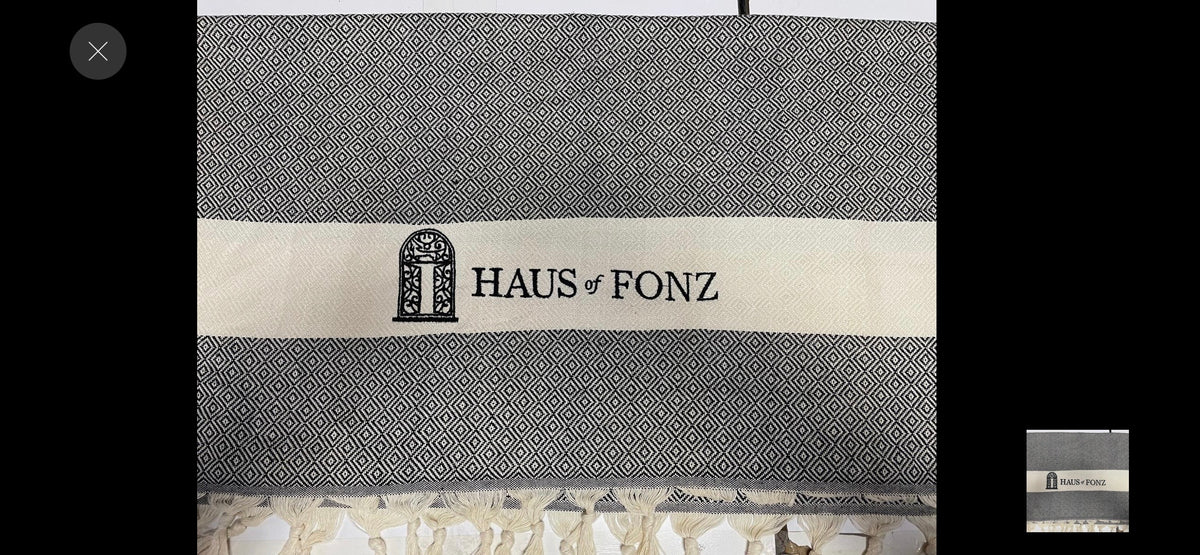 Haus of Fonz Diamond Turkish Cotton Throw | Grey, Black & Beige | 70" x 80"