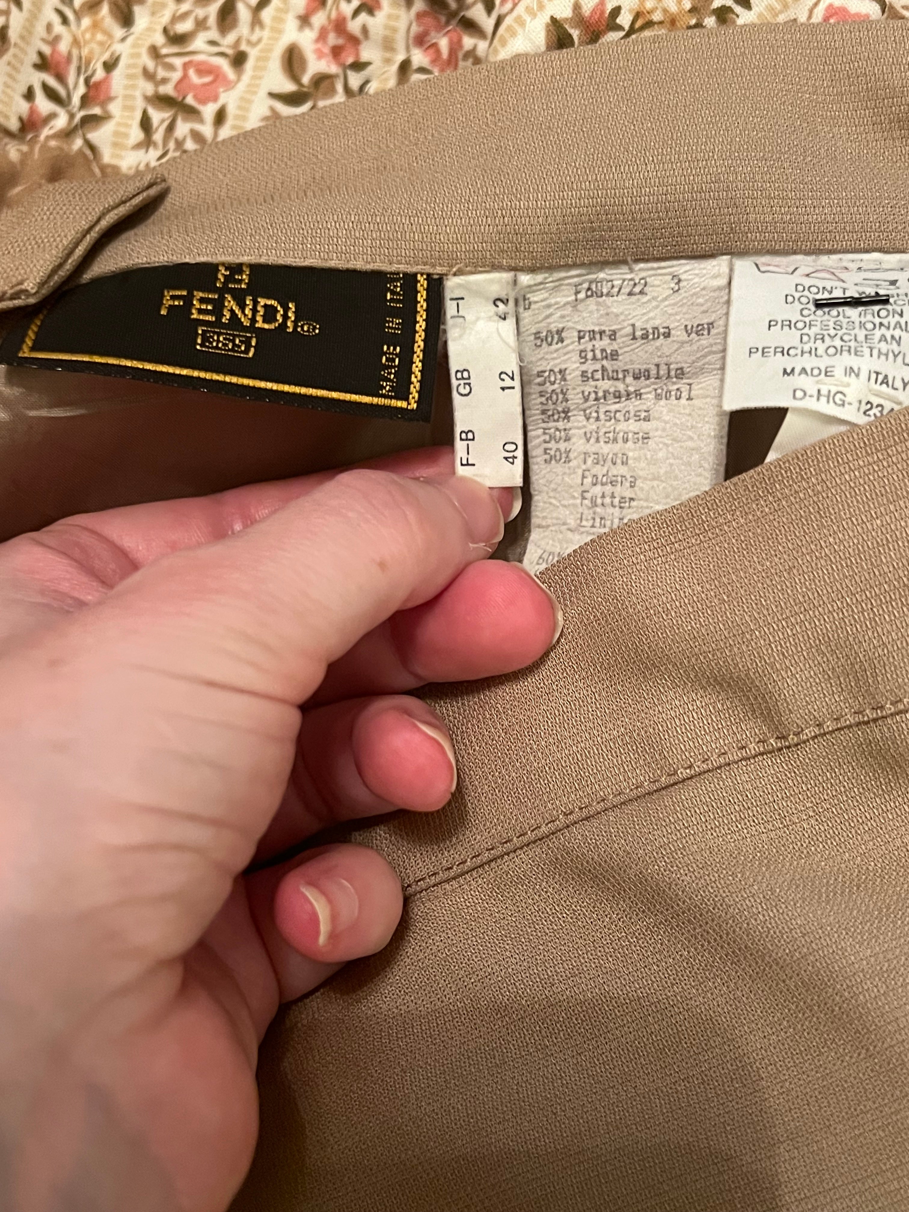 Vintage Fendi Wool-Blend Mini Skirt — Taupe Italian 40