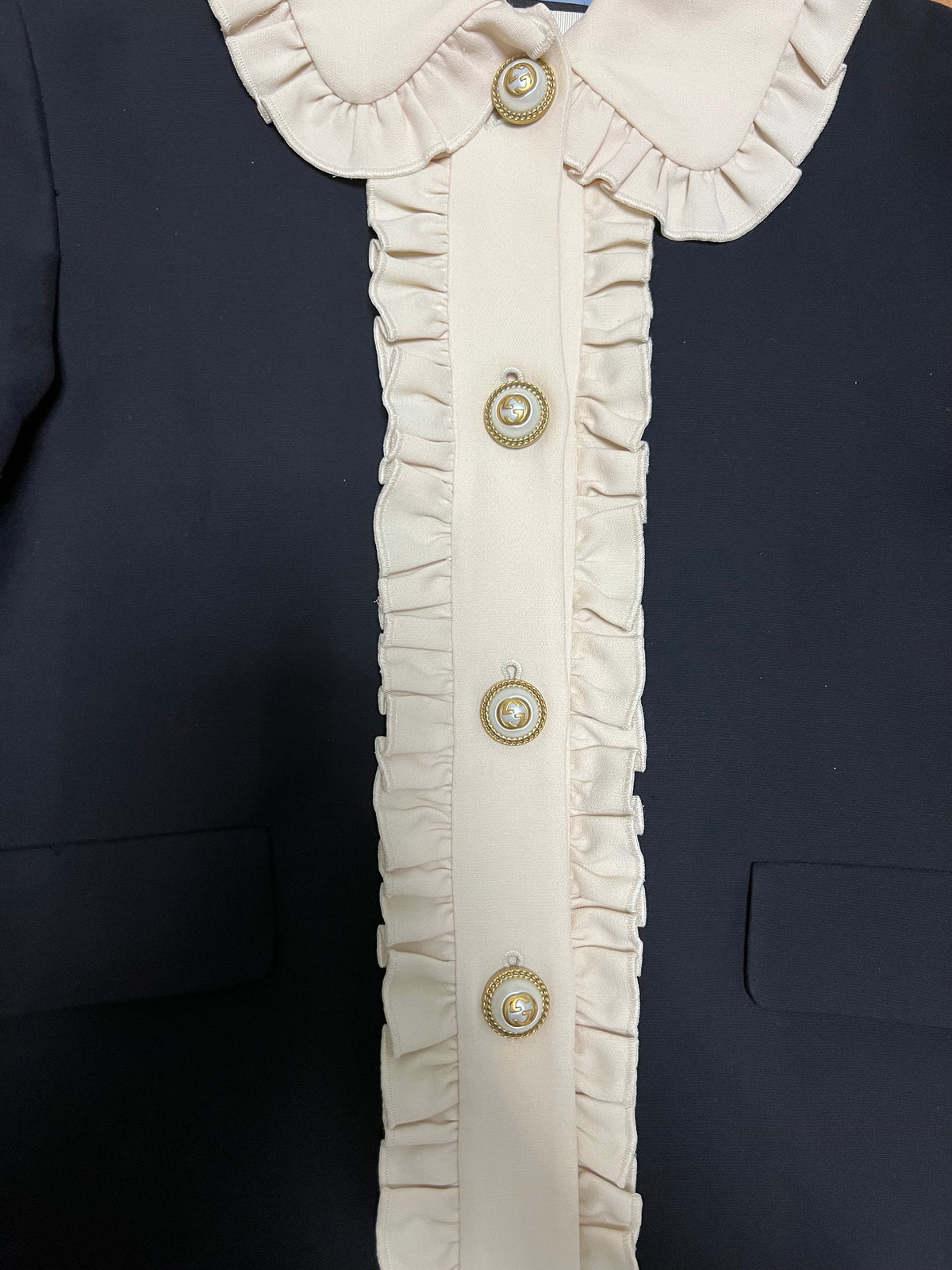 Gucci Ruffle-Front Wool & Silk Blazer — IT 38