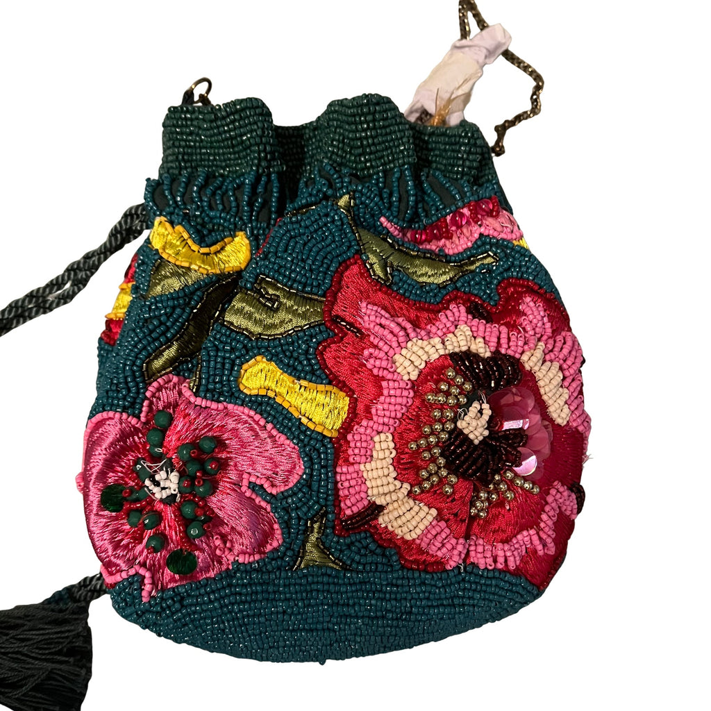 Handmade Floral Draw String Shoulder Bag