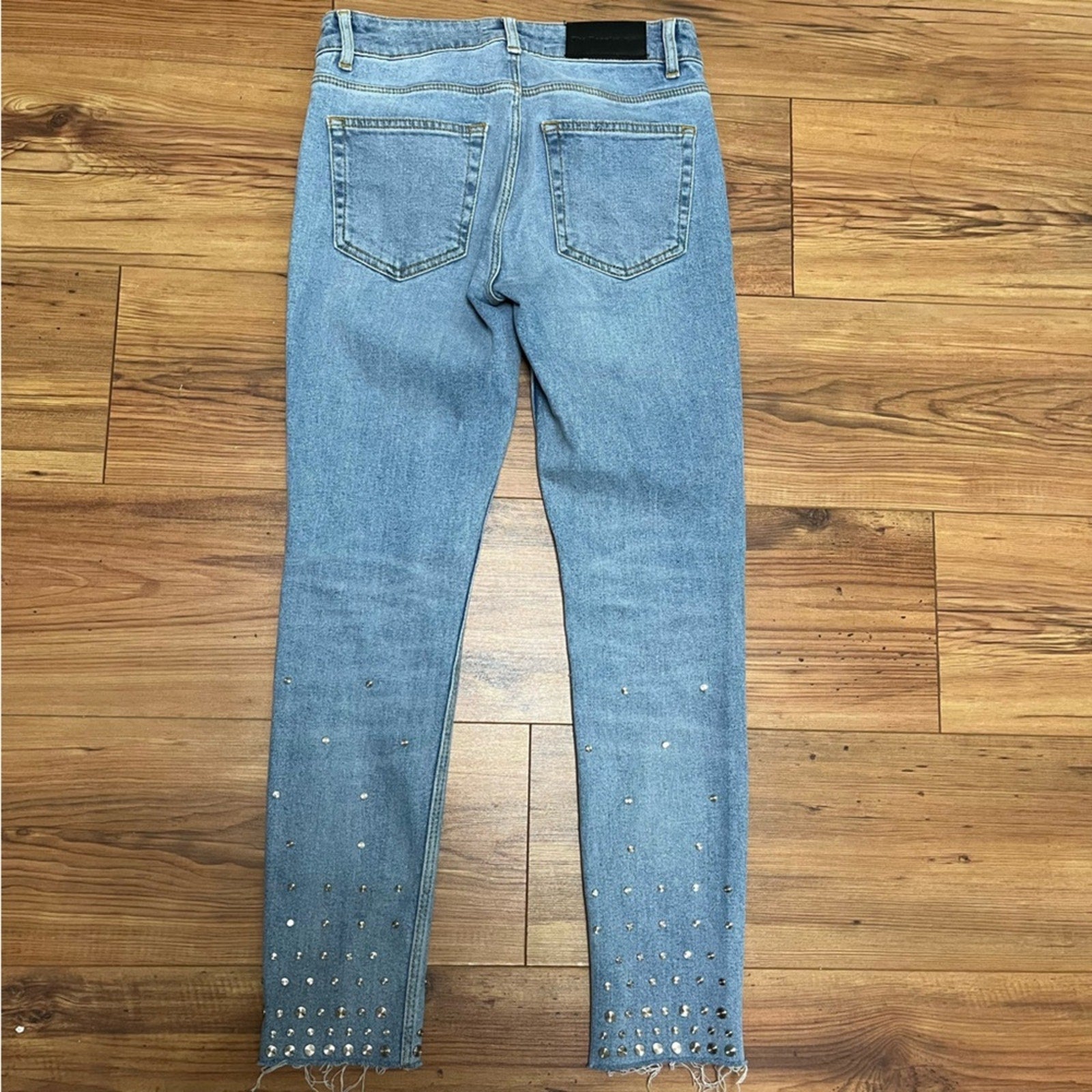 The Kooples Blue Ankle Cropped Jeans with Distressed Details