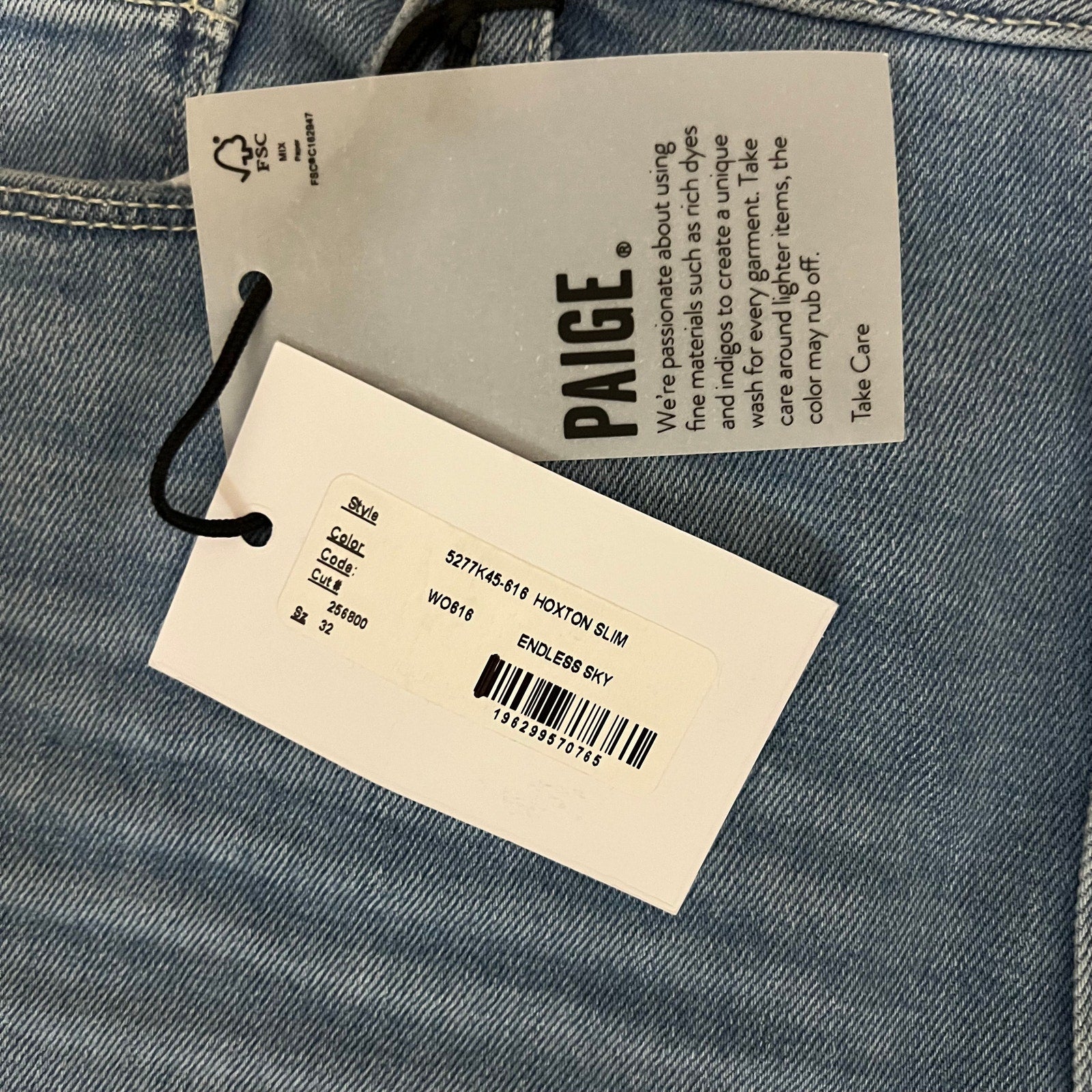 New Paige Jeans Hoxton Slim Size 32