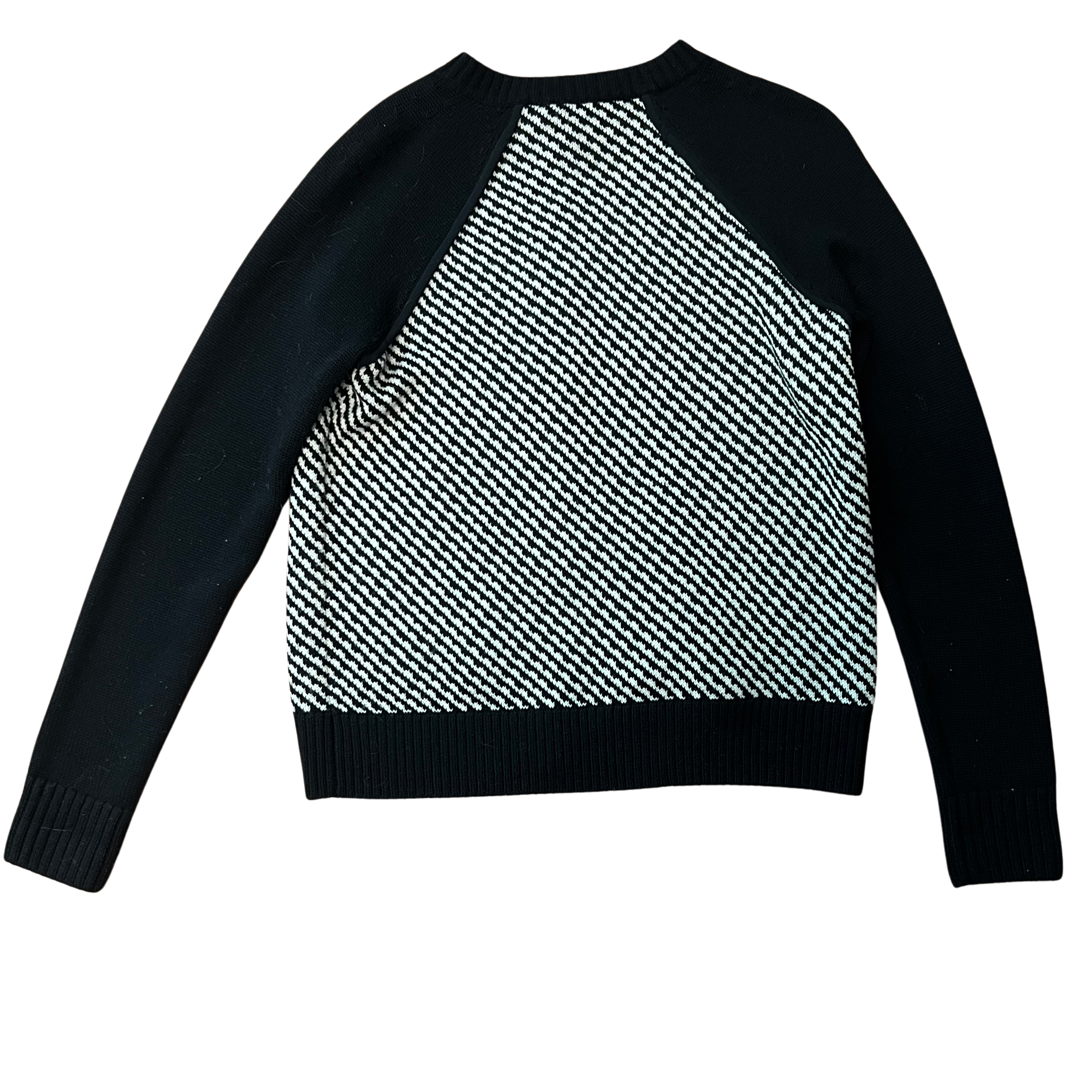 St. John Black & White Stripe Zip-Up Knit Jacket | Size Small