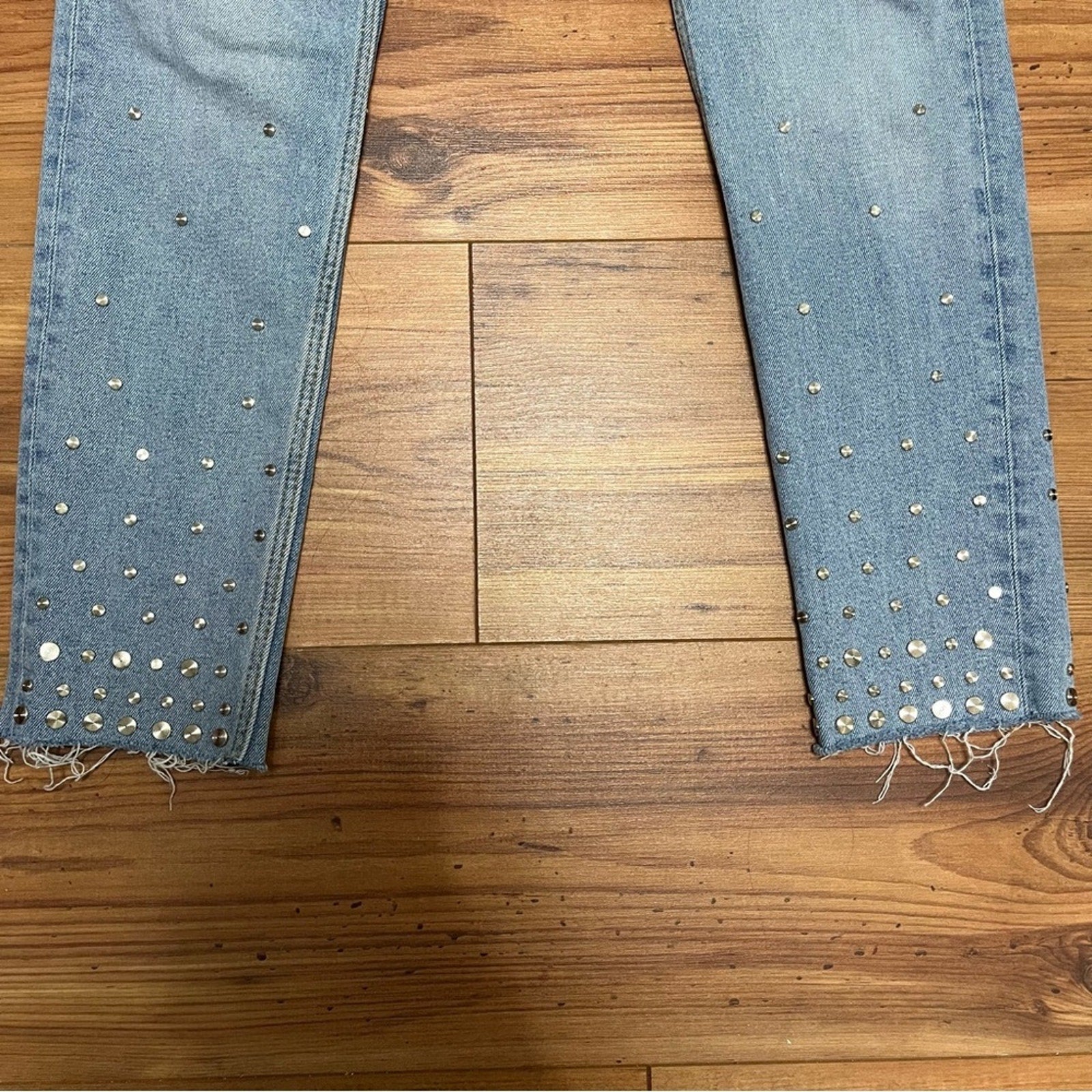 The Kooples Blue Ankle Cropped Jeans with Distressed Details
