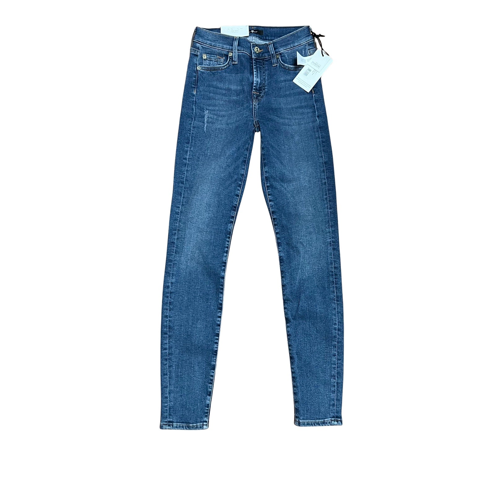7 For All Mankind Swarovski Skinny Jeans Dark Wash Stretch Denim Size 25 NWT