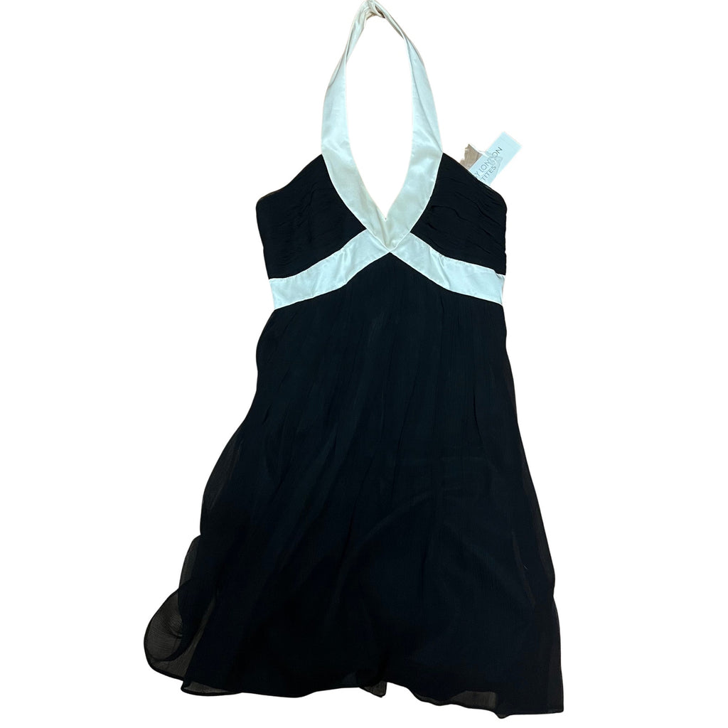 Maggie London Black and White Halter Dress with Bow