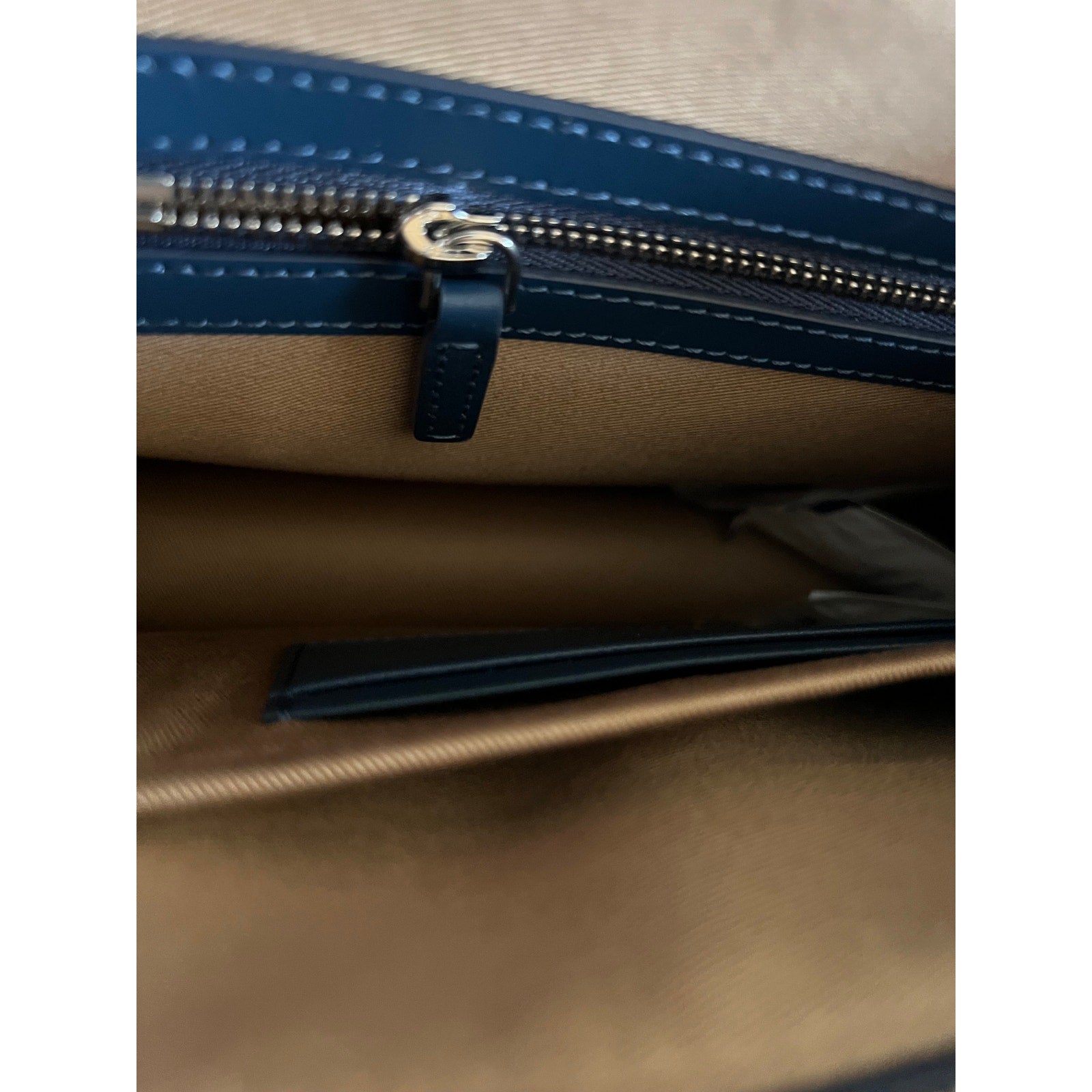MCM Aren Denim Monogram Flat Pouch NWT